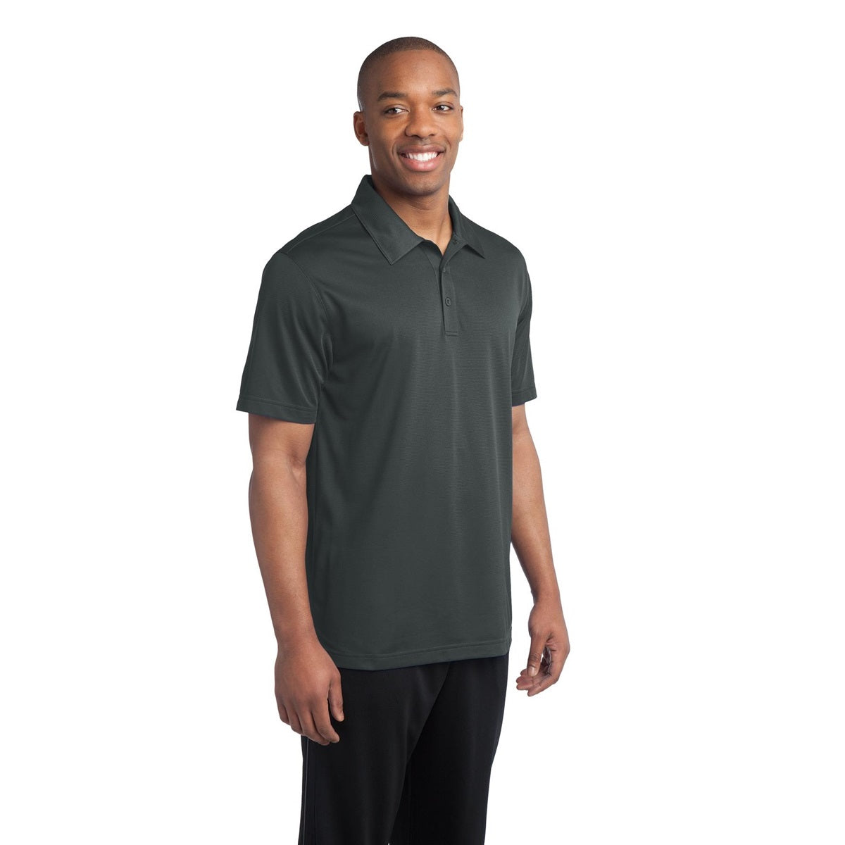 Black Polo Shirt - Sport-Tek - Textured Polyester - Stylish Fit