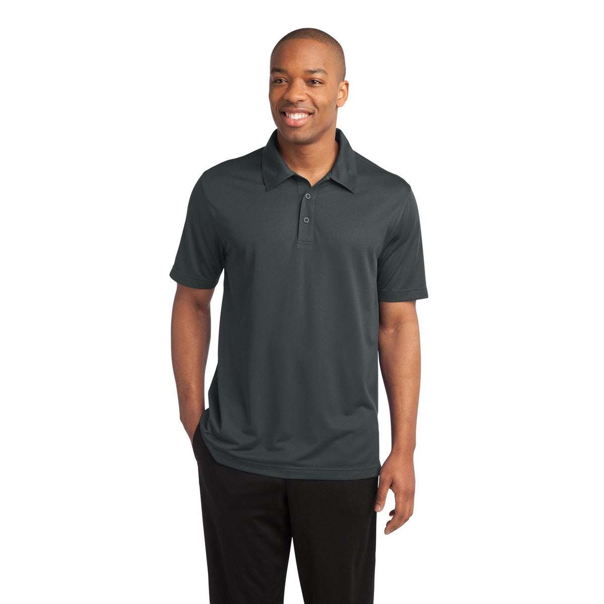 Black Polo Shirt - Sport-Tek - Textured Polyester - Stylish Fit