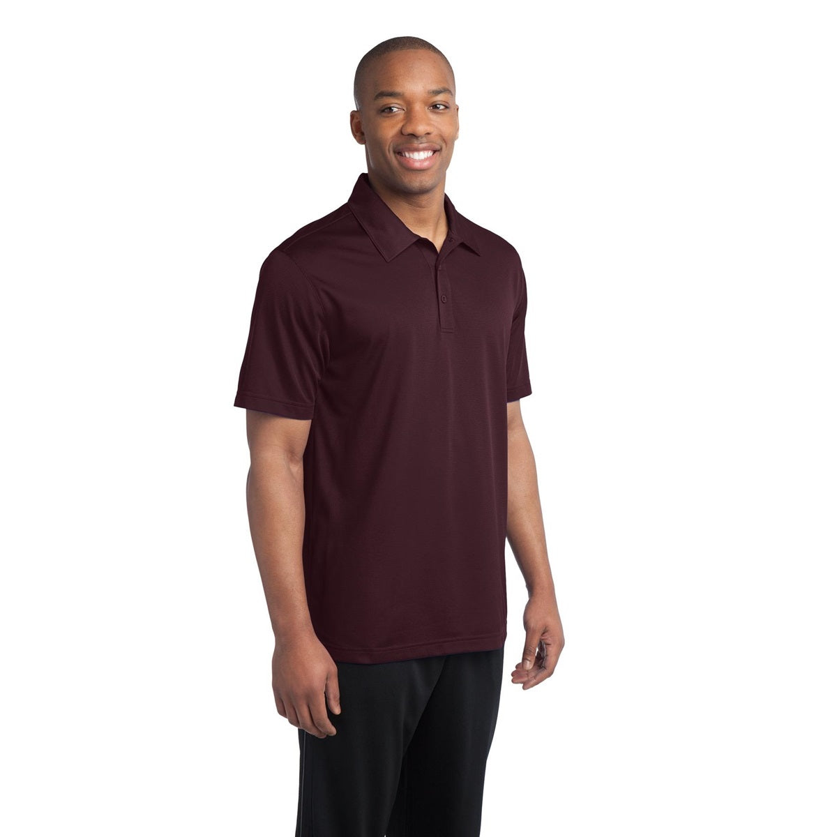 Black Polo Shirt - Sport-Tek - Textured Polyester - Stylish Fit