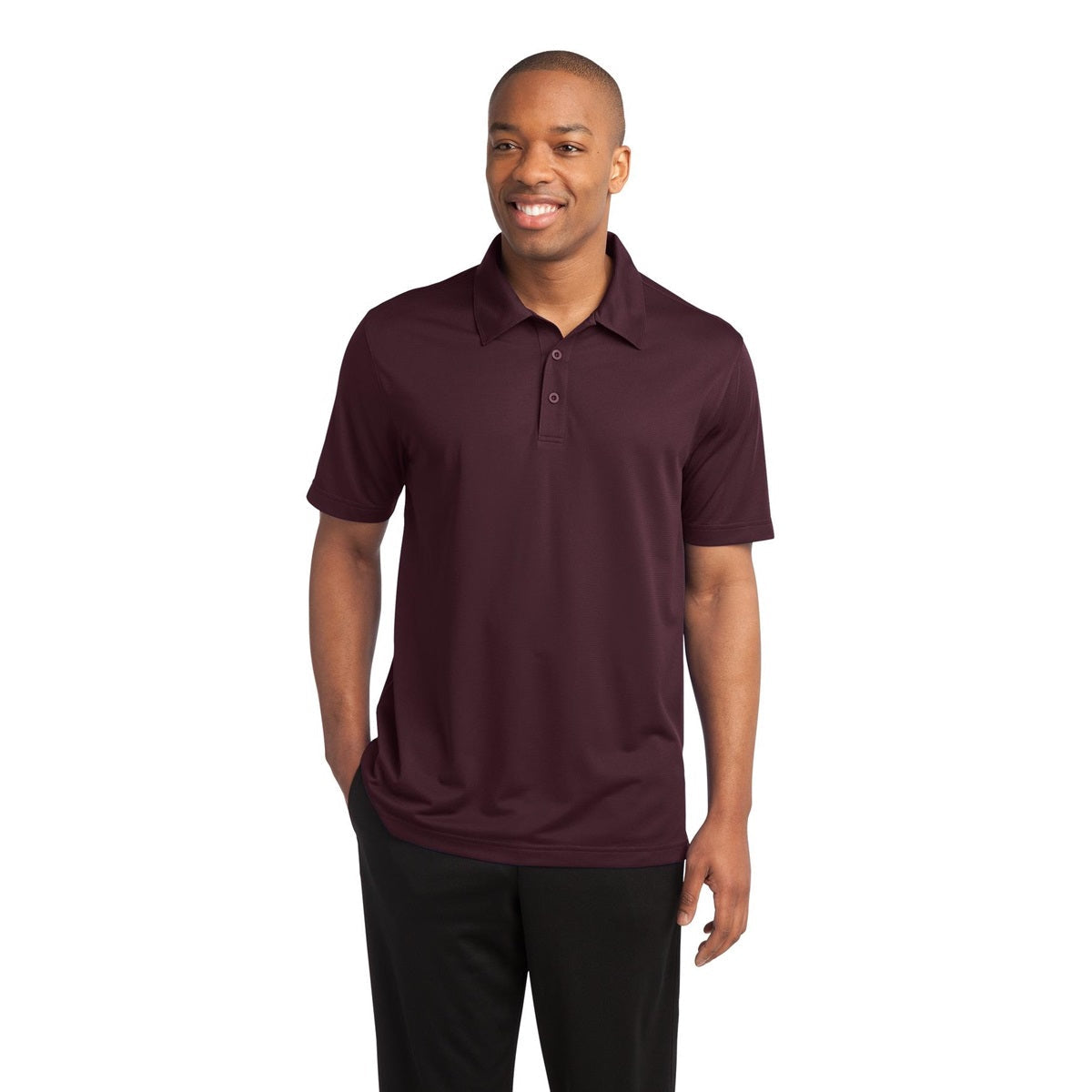 Black Polo Shirt - Sport-Tek - Textured Polyester - Stylish Fit