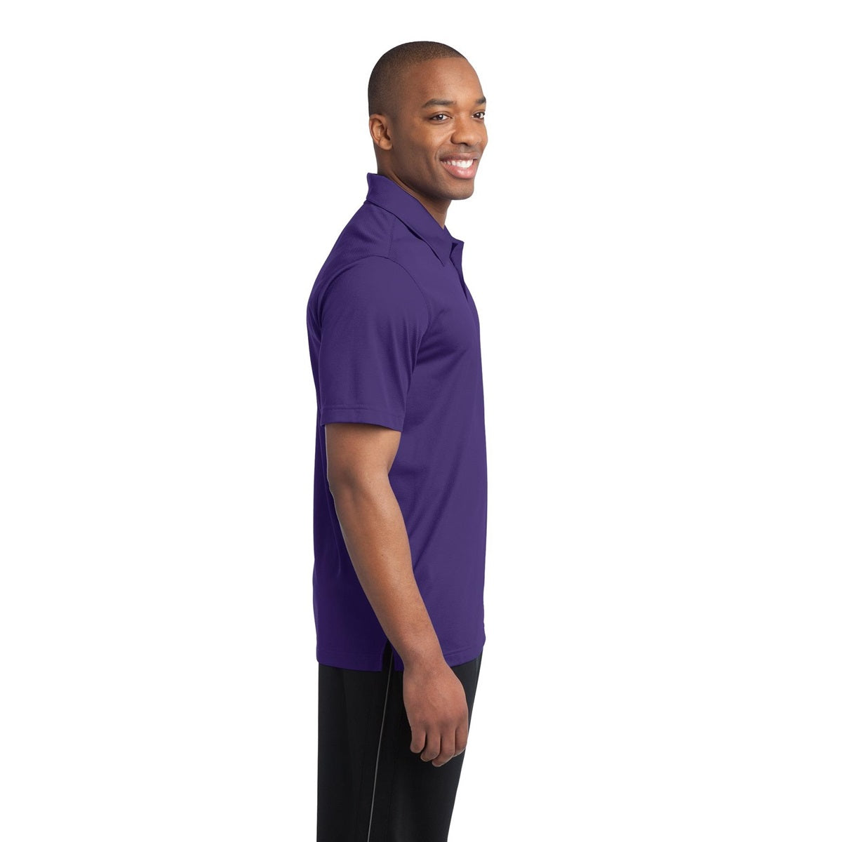 Black Polo Shirt - Sport-Tek - Textured Polyester - Stylish Fit