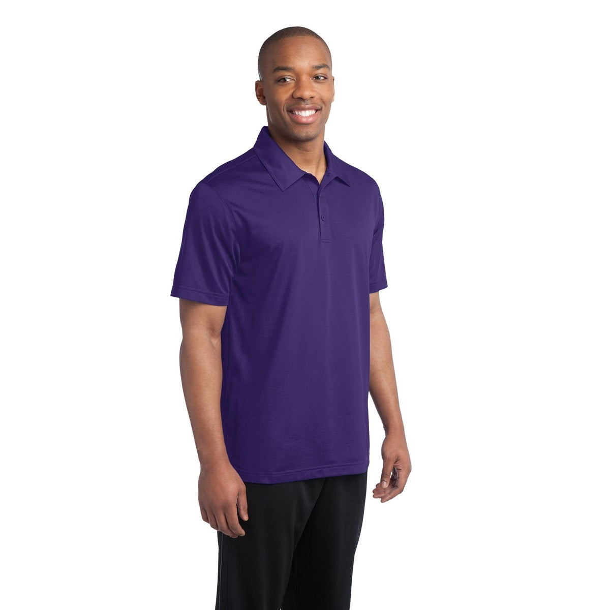 Black Polo Shirt - Sport-Tek - Textured Polyester - Stylish Fit