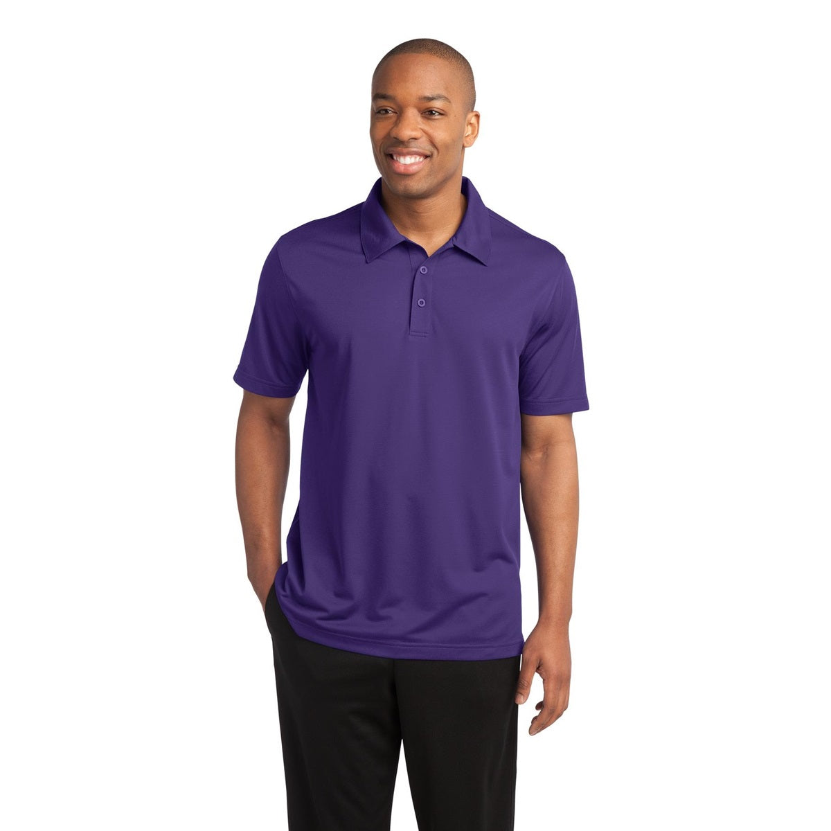 Black Polo Shirt - Sport-Tek - Textured Polyester - Stylish Fit