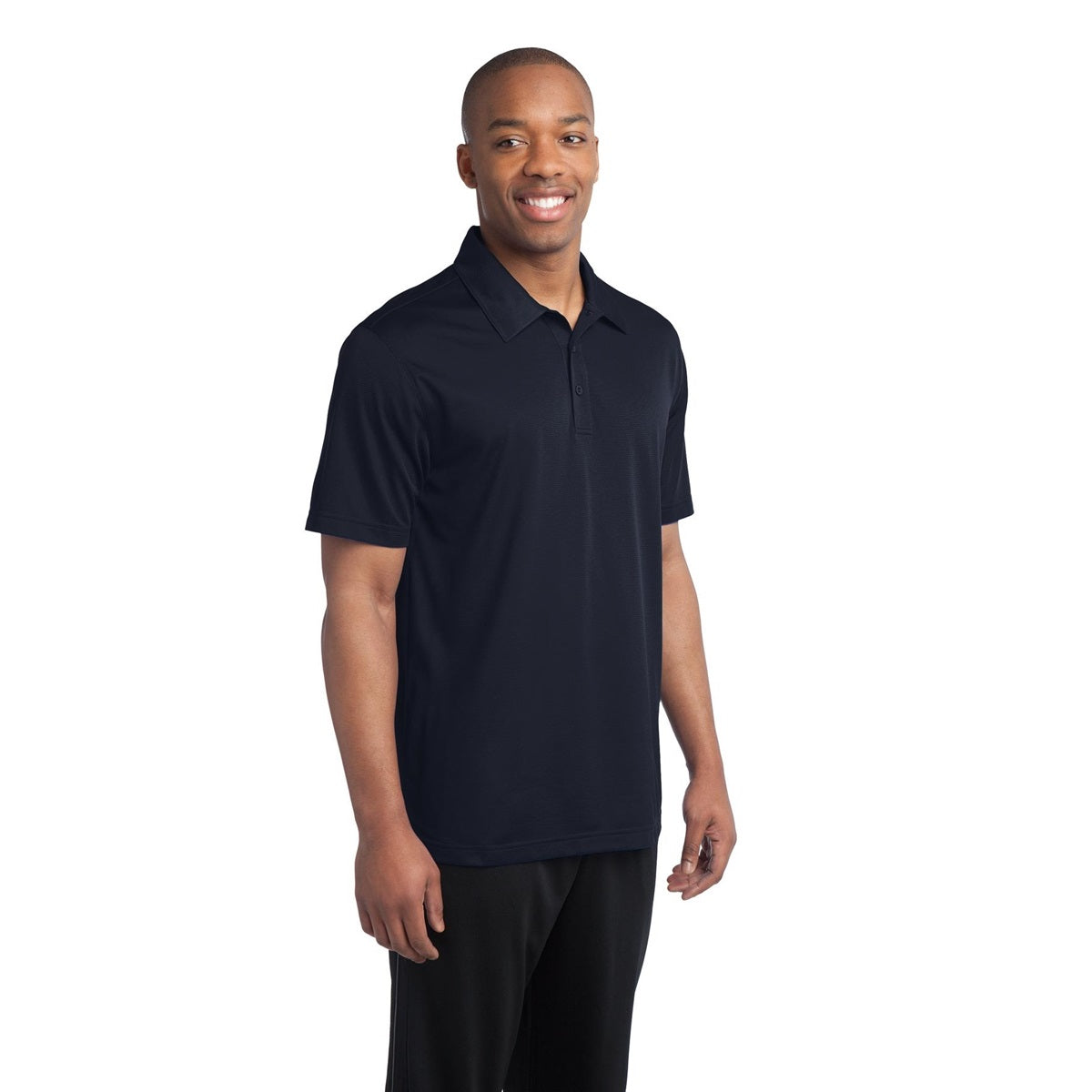 Black Polo Shirt - Sport-Tek - Textured Polyester - Stylish Fit