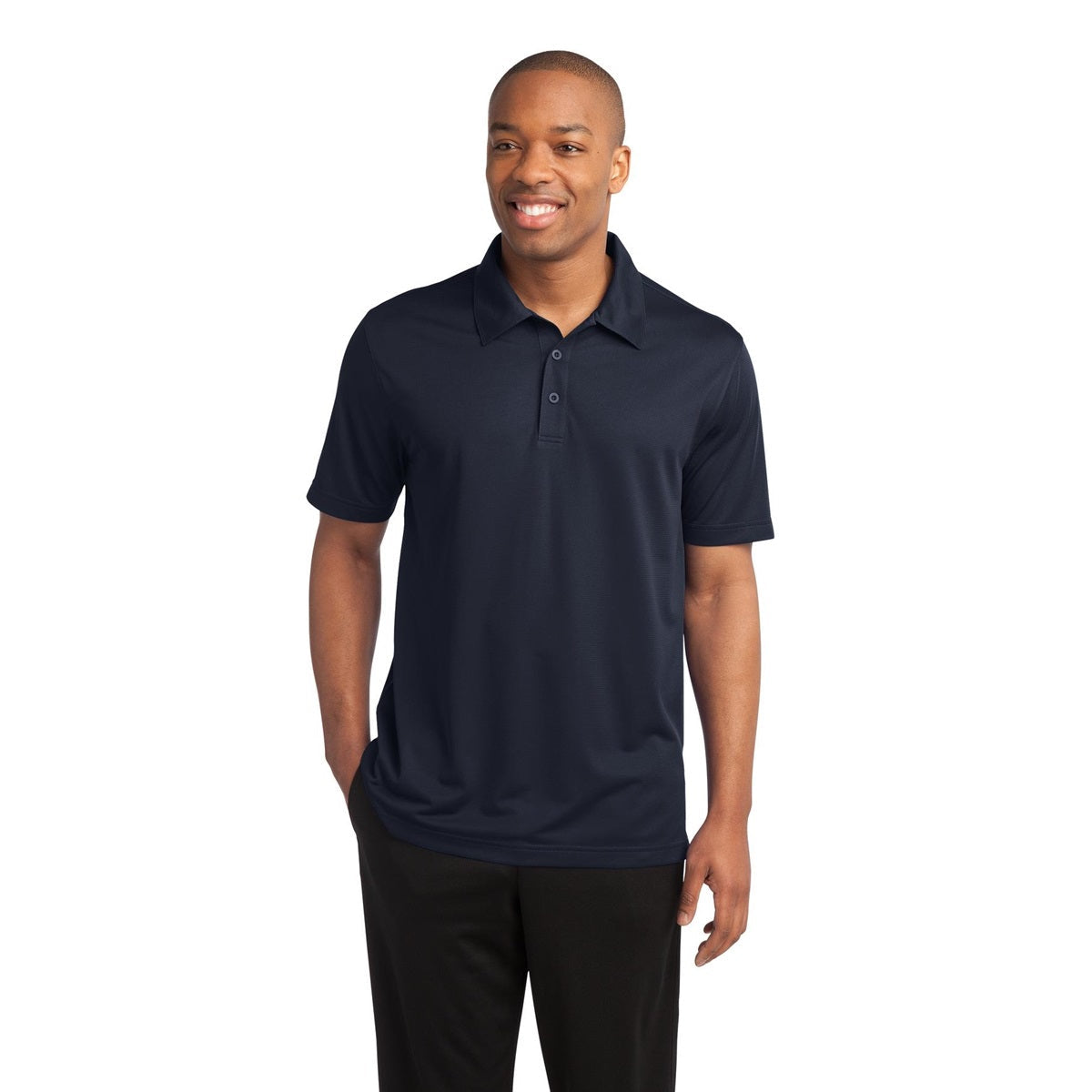 Black Polo Shirt - Sport-Tek - Textured Polyester - Stylish Fit