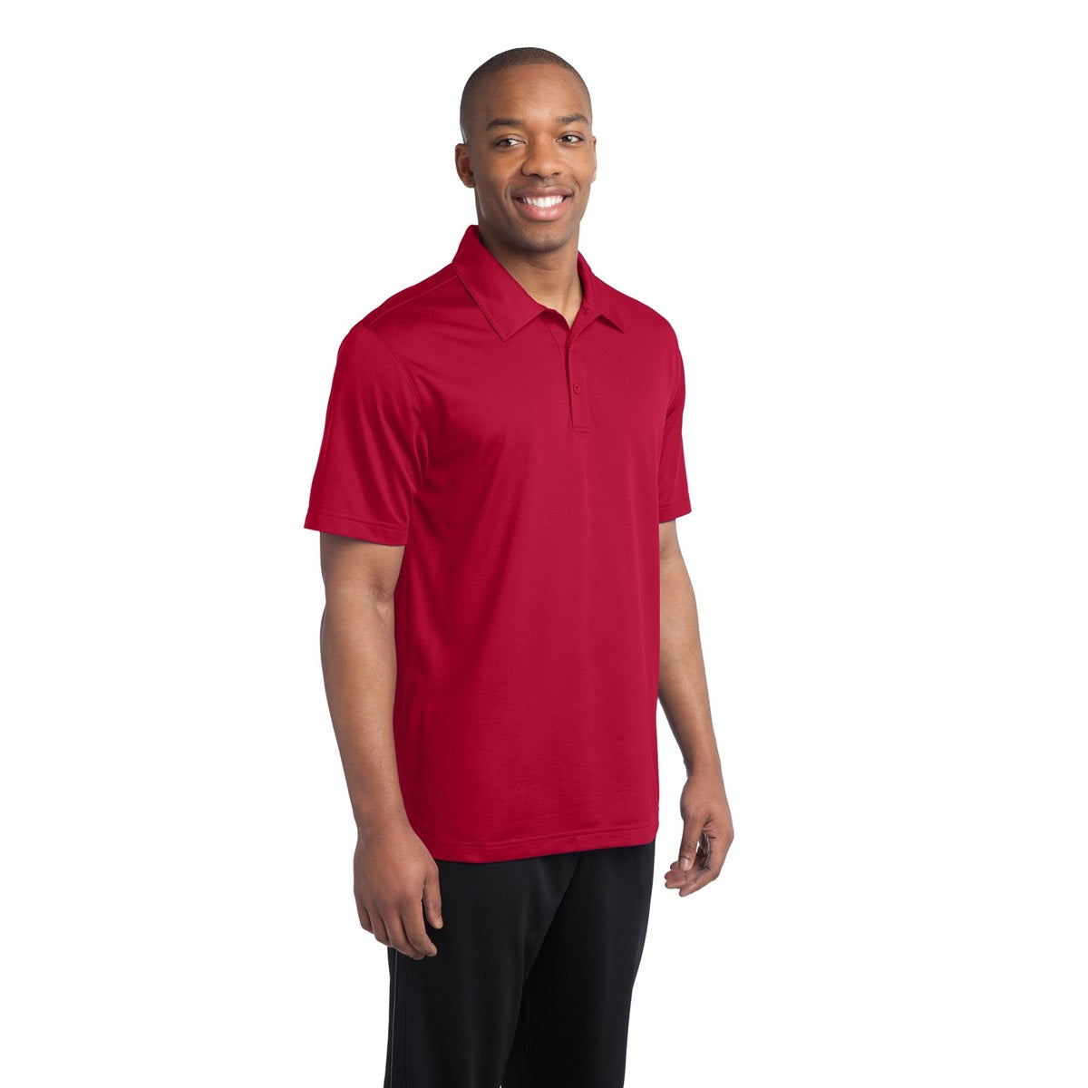 Black Polo Shirt - Sport-Tek - Textured Polyester - Stylish Fit