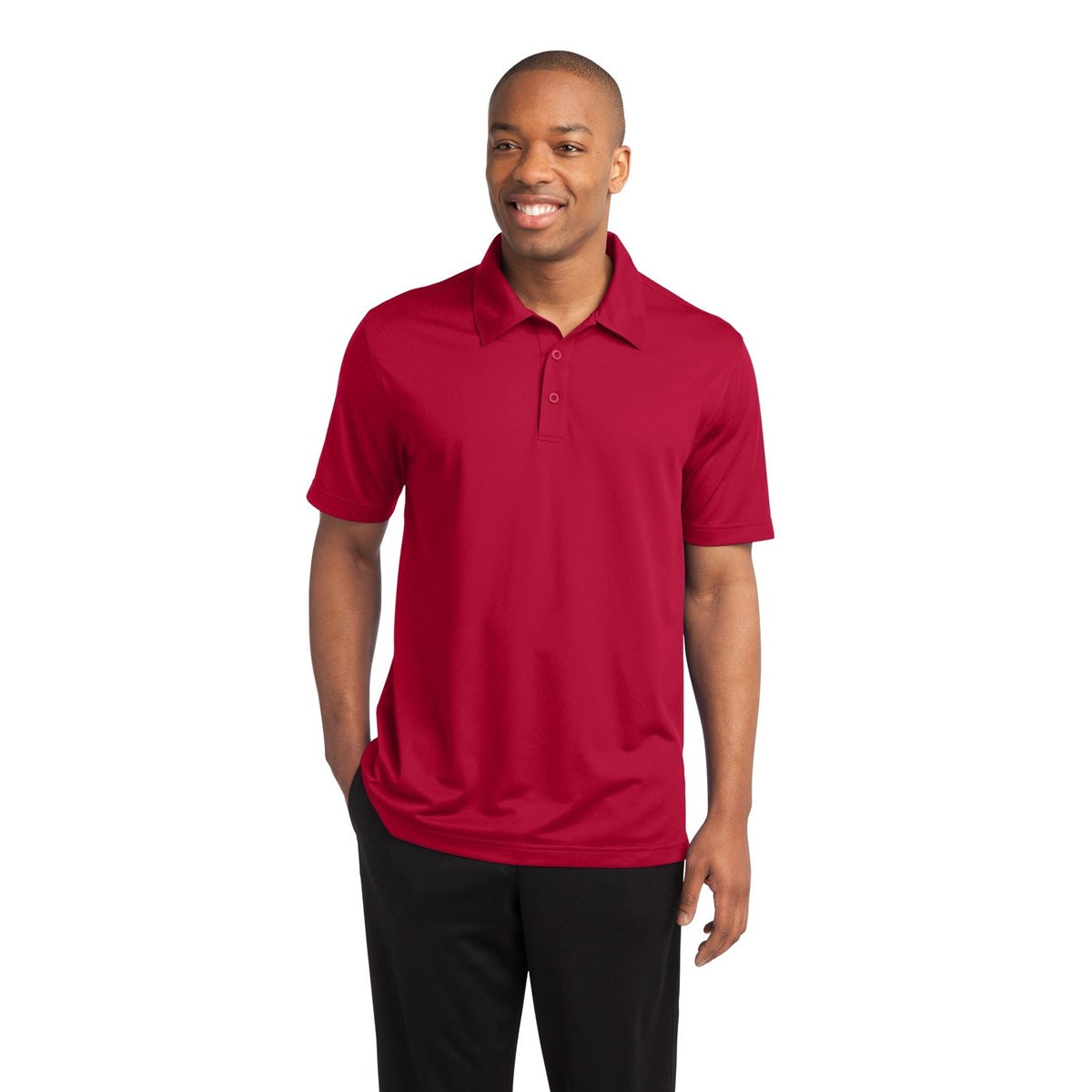 Black Polo Shirt - Sport-Tek - Textured Polyester - Stylish Fit