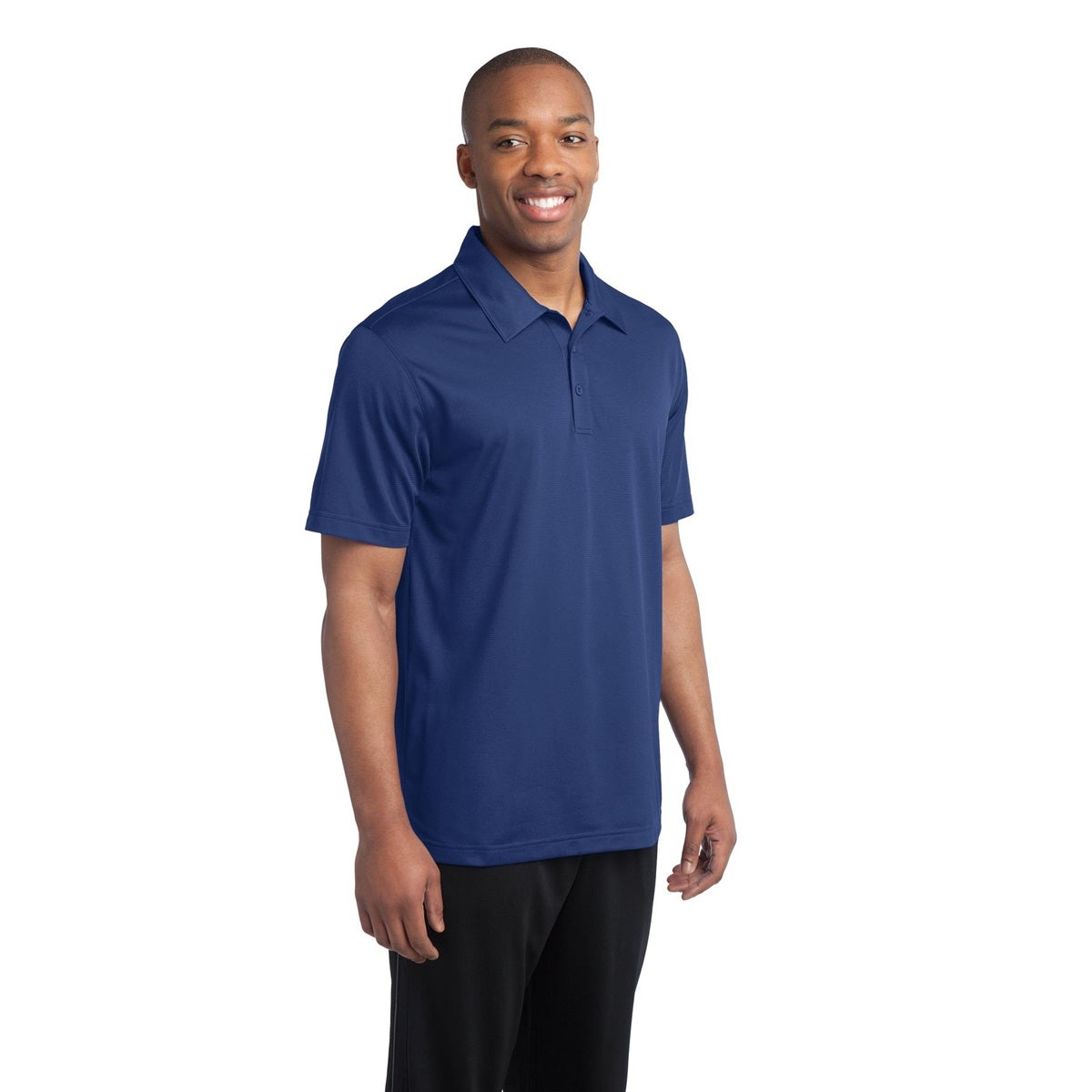 Black Polo Shirt - Sport-Tek - Textured Polyester - Stylish Fit