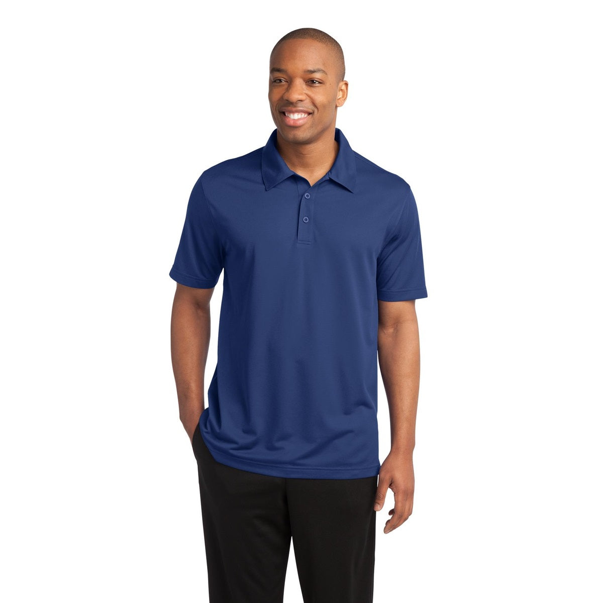 Black Polo Shirt - Sport-Tek - Textured Polyester - Stylish Fit