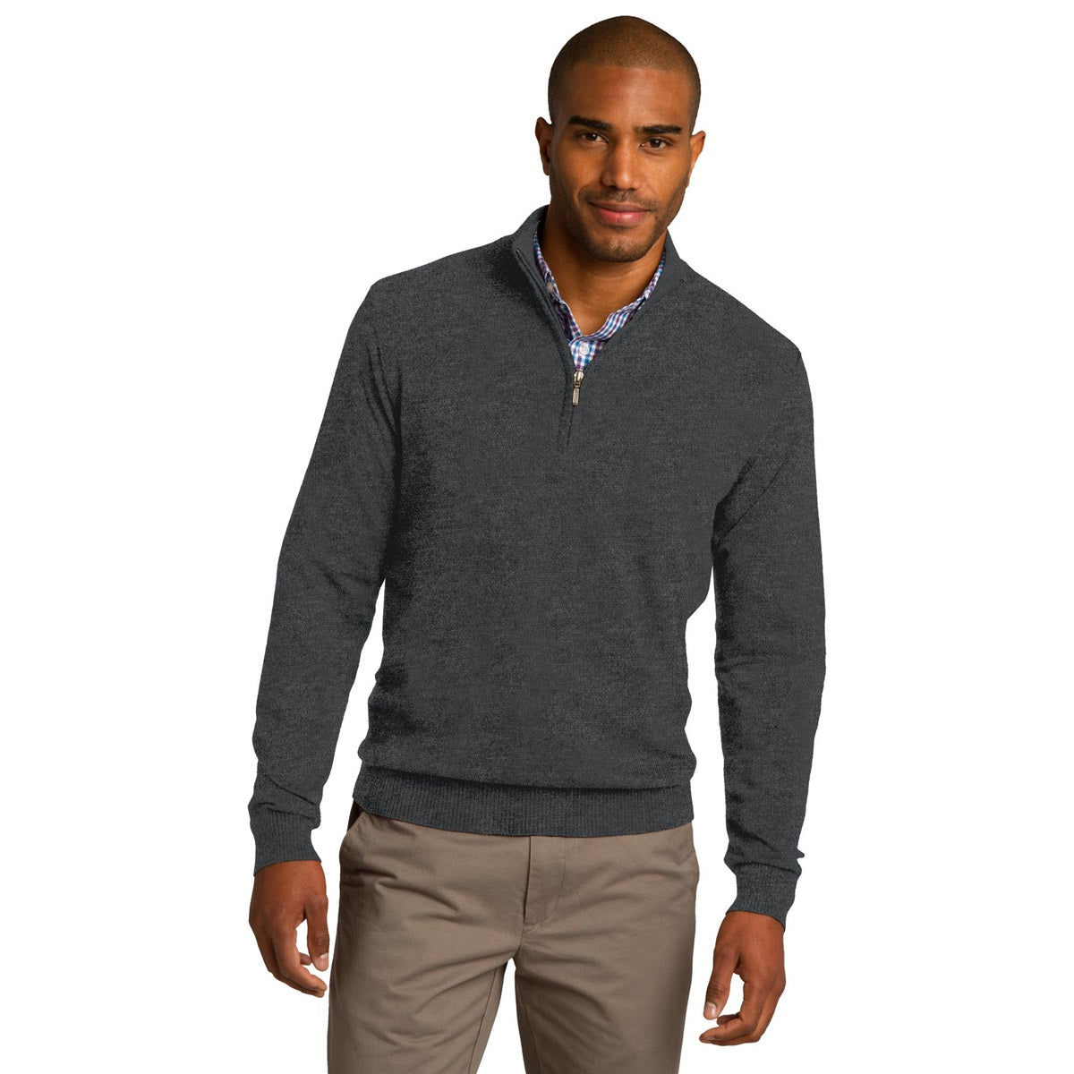 Navy Sweater - Port Authority - Stylish Rib Knit - Fashionable