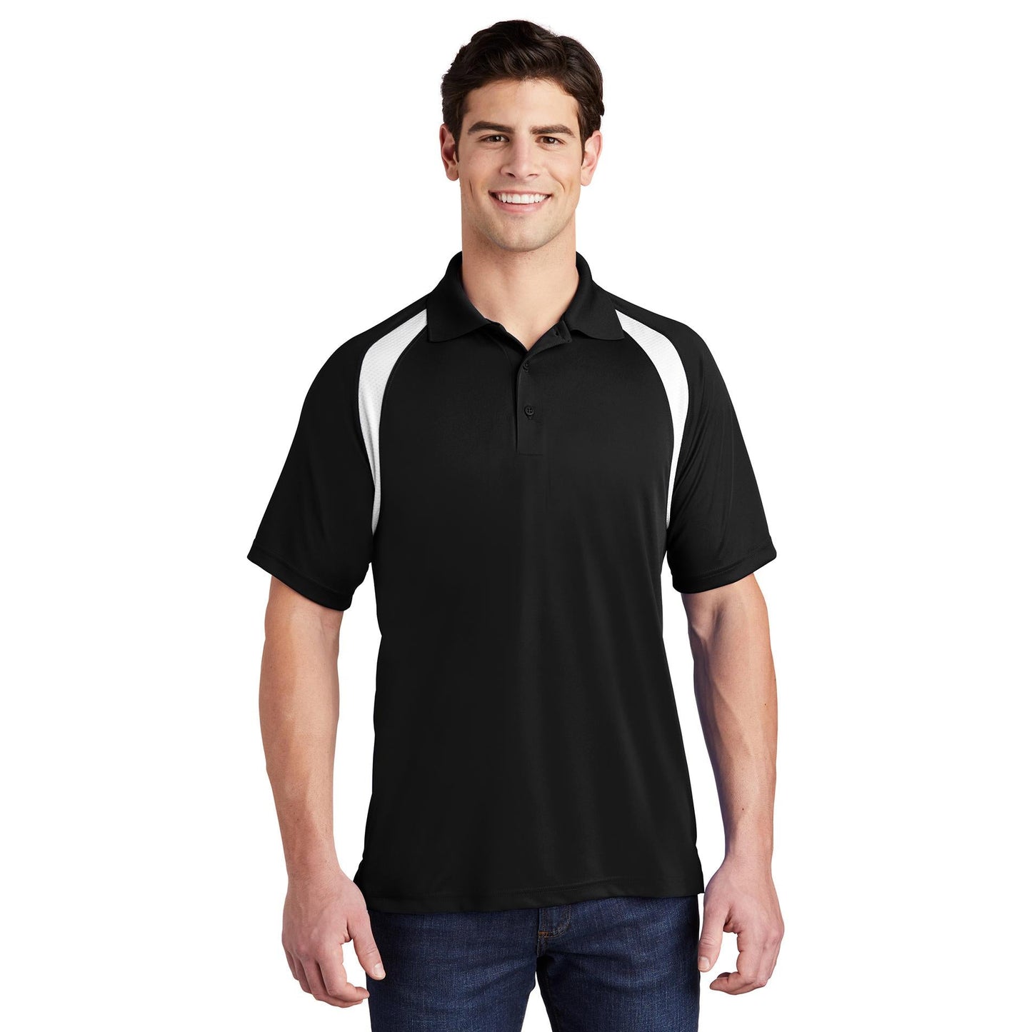Black/White Polo Shirt - Sport-Tek - Colorblock Style