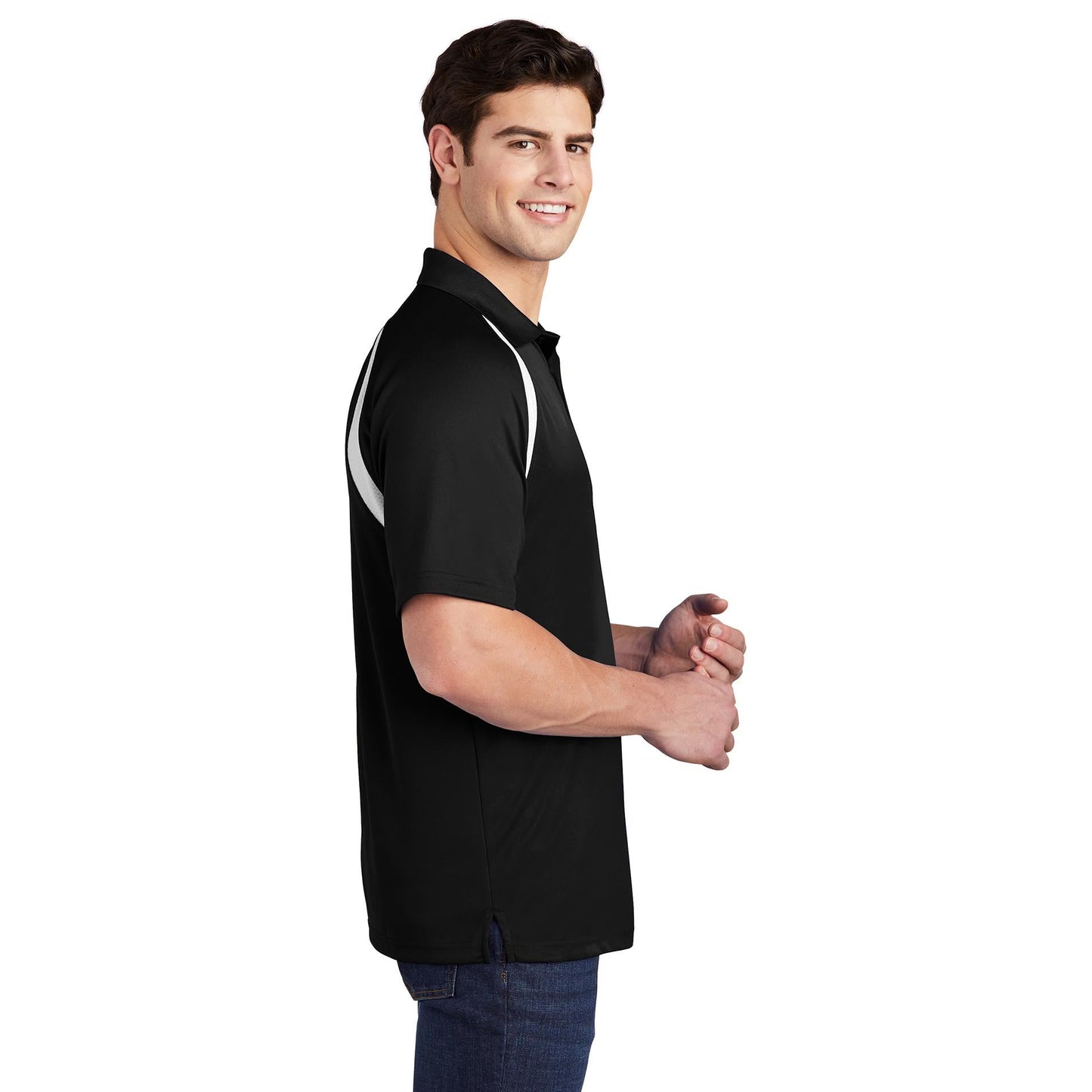 Black/White Polo Shirt - Sport-Tek - Colorblock Style