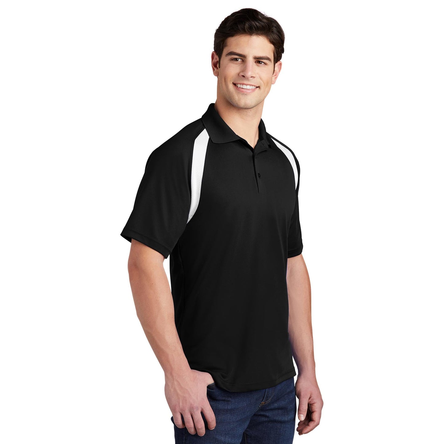 Black/White Polo Shirt - Sport-Tek - Colorblock Style