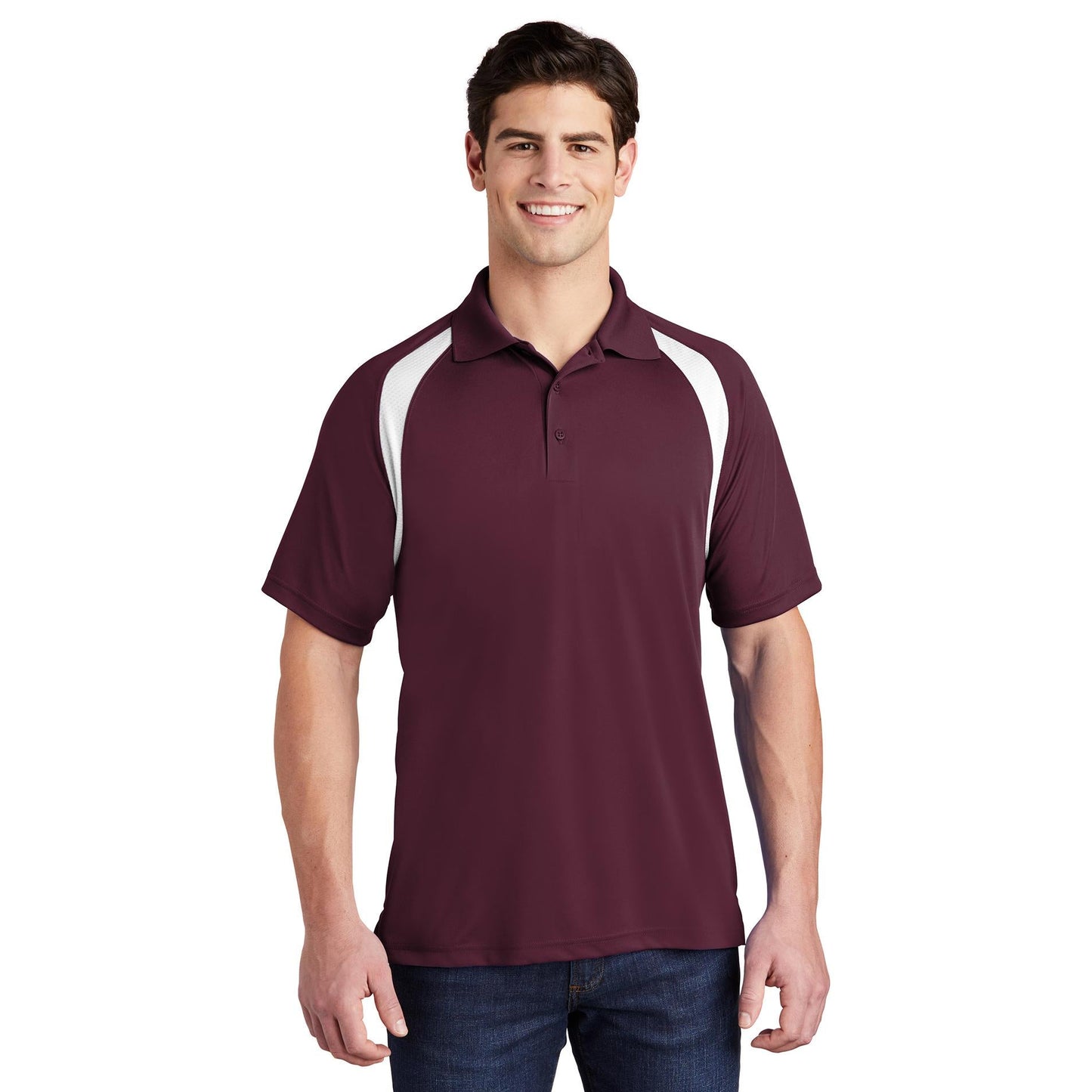 Black/White Polo Shirt - Sport-Tek - Colorblock Style