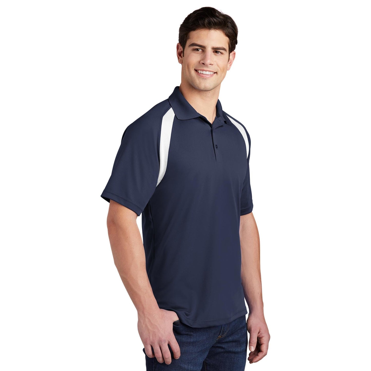 Black/White Polo Shirt - Sport-Tek - Colorblock Style