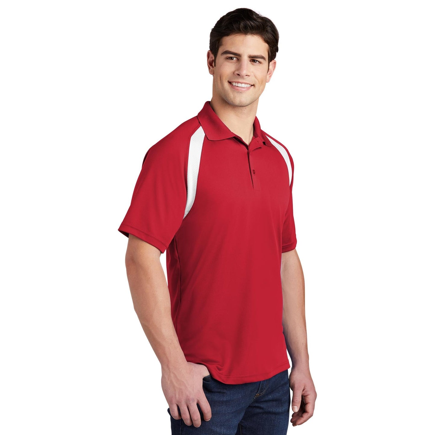 Black/White Polo Shirt - Sport-Tek - Colorblock Style