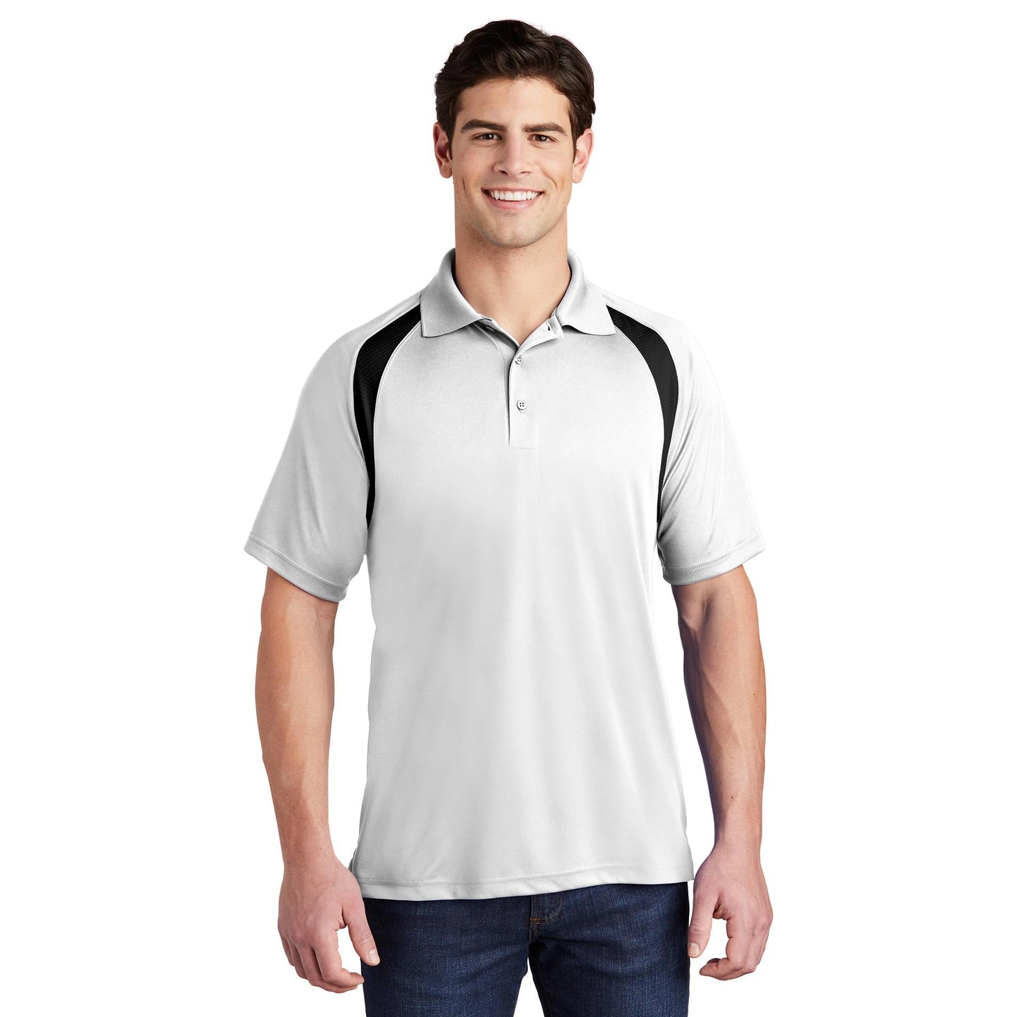 Black/White Polo Shirt - Sport-Tek - Colorblock Style