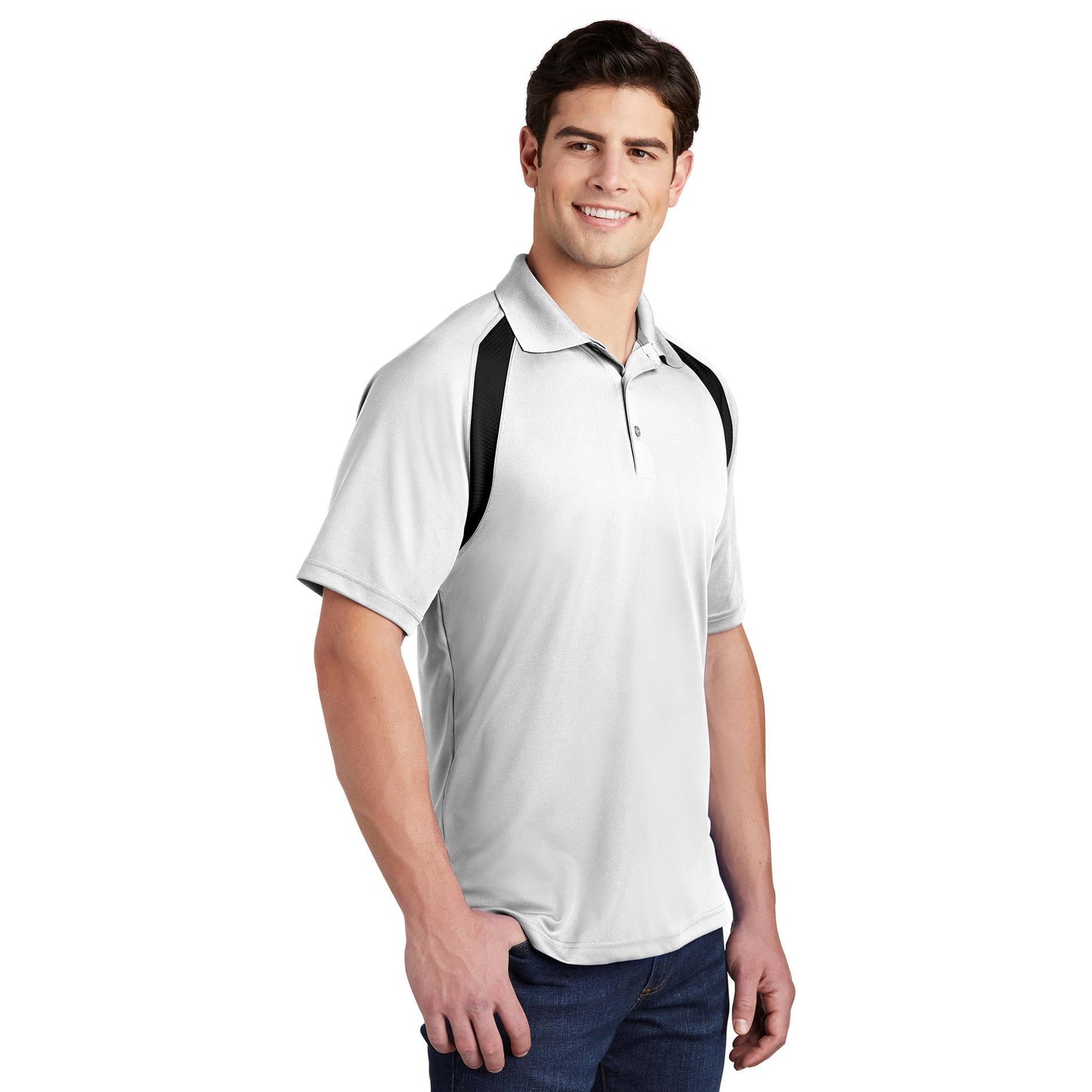 Black/White Polo Shirt - Sport-Tek - Colorblock Style