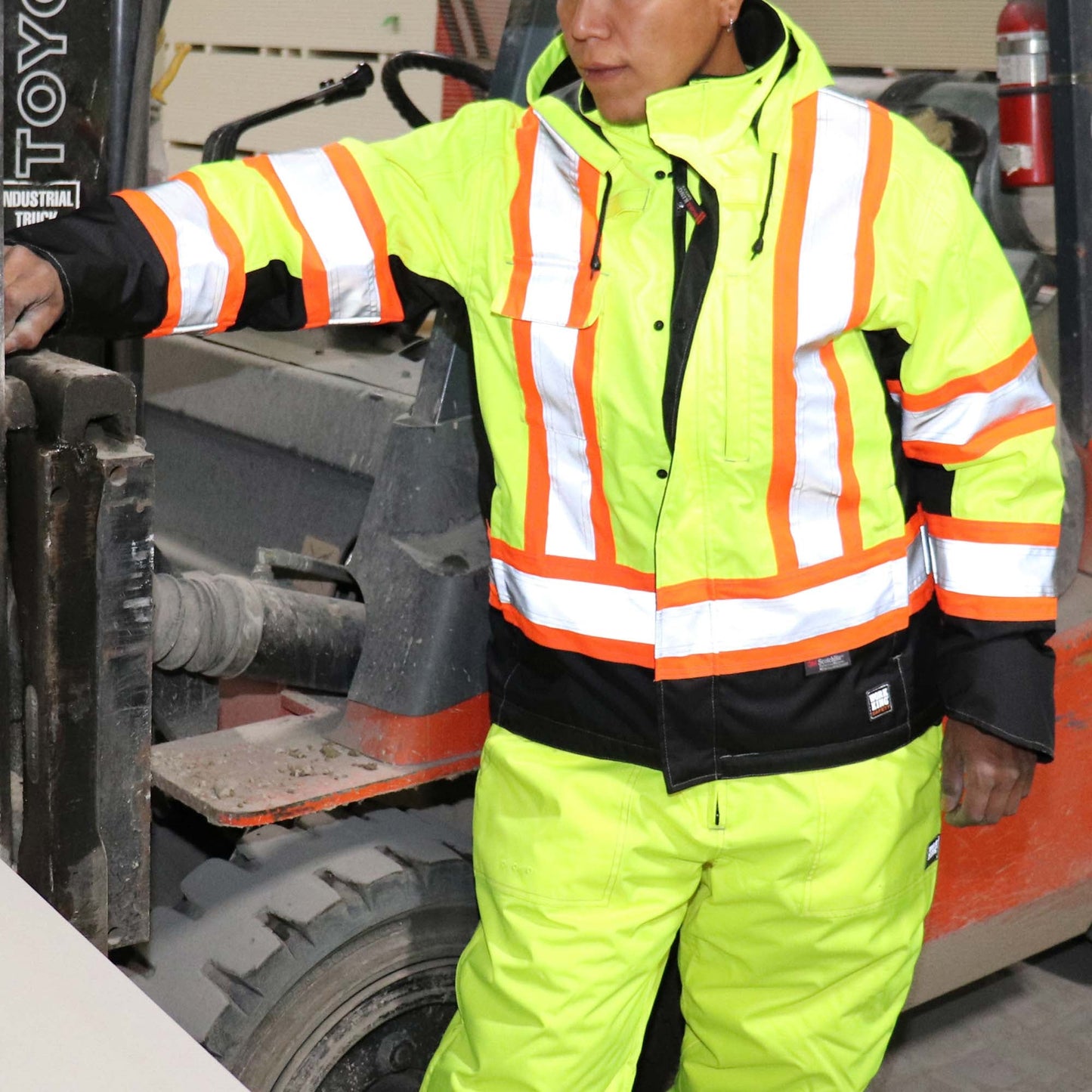 Black Safety Jacket - Tough Duck - Fleece Lined Comfort