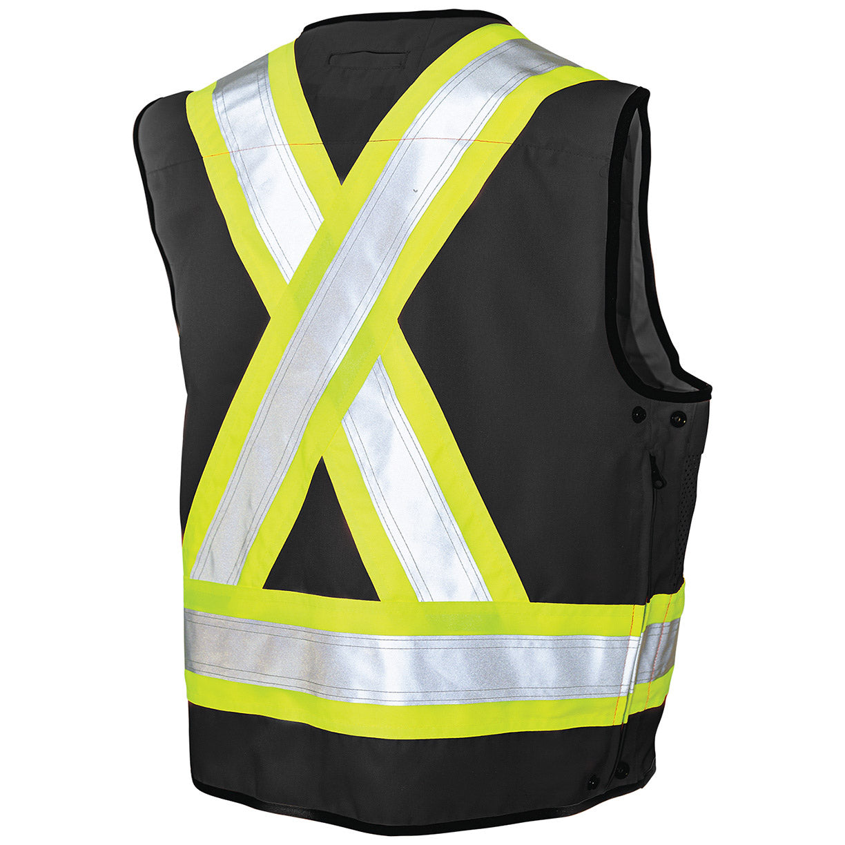 Black Safety Vest - Tough Duck - Reflective Poly Twill