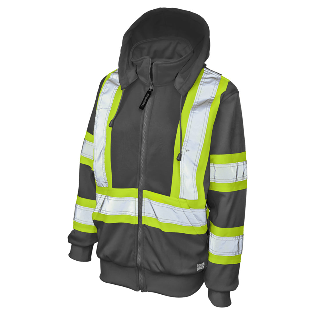Black Safety Fleece Hoodie - Tough Duck - Reflective Material