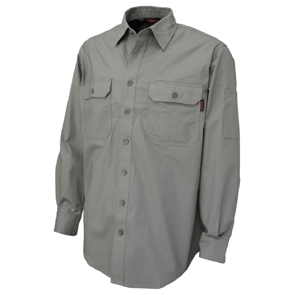 Grey Button Up Shirts - Tough Duck - Long Sleeve Flex