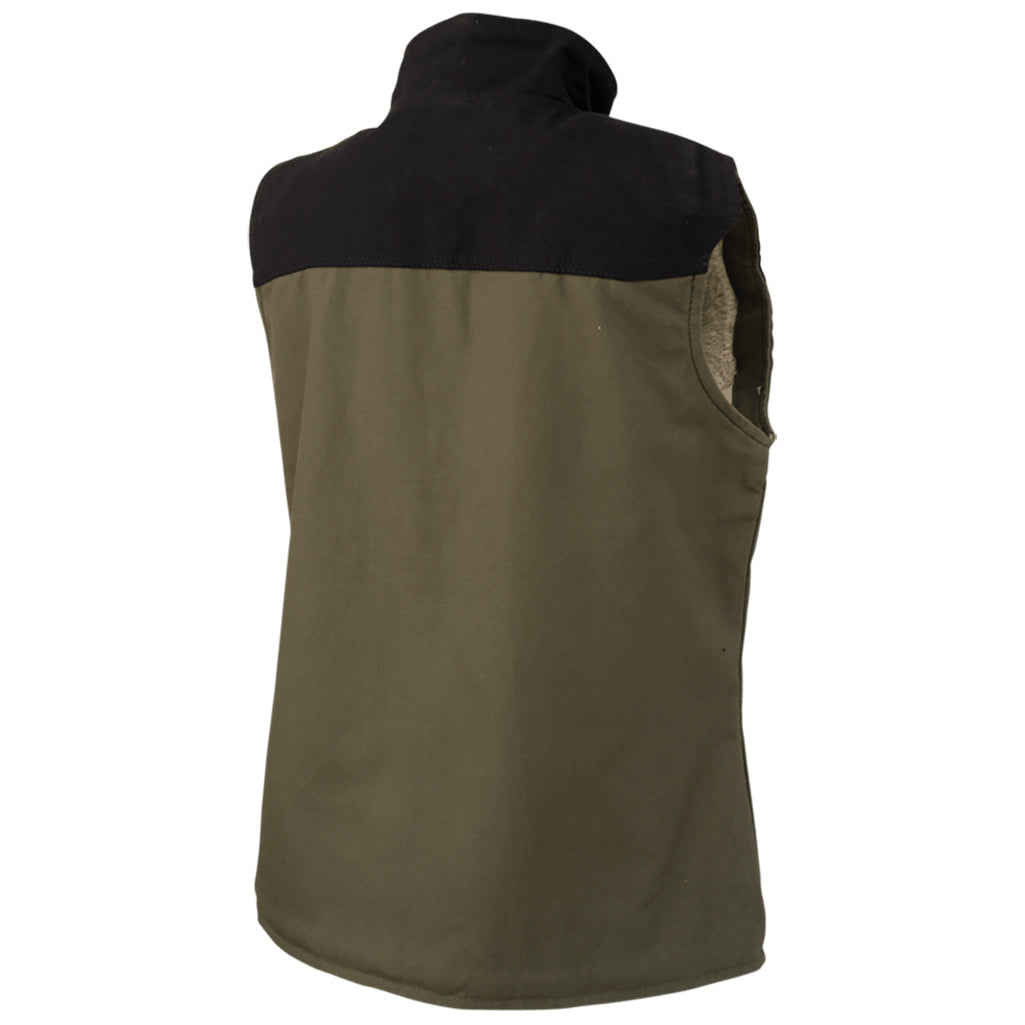 Olive Vest - Tough Duck - Cozy Sherpa Lining