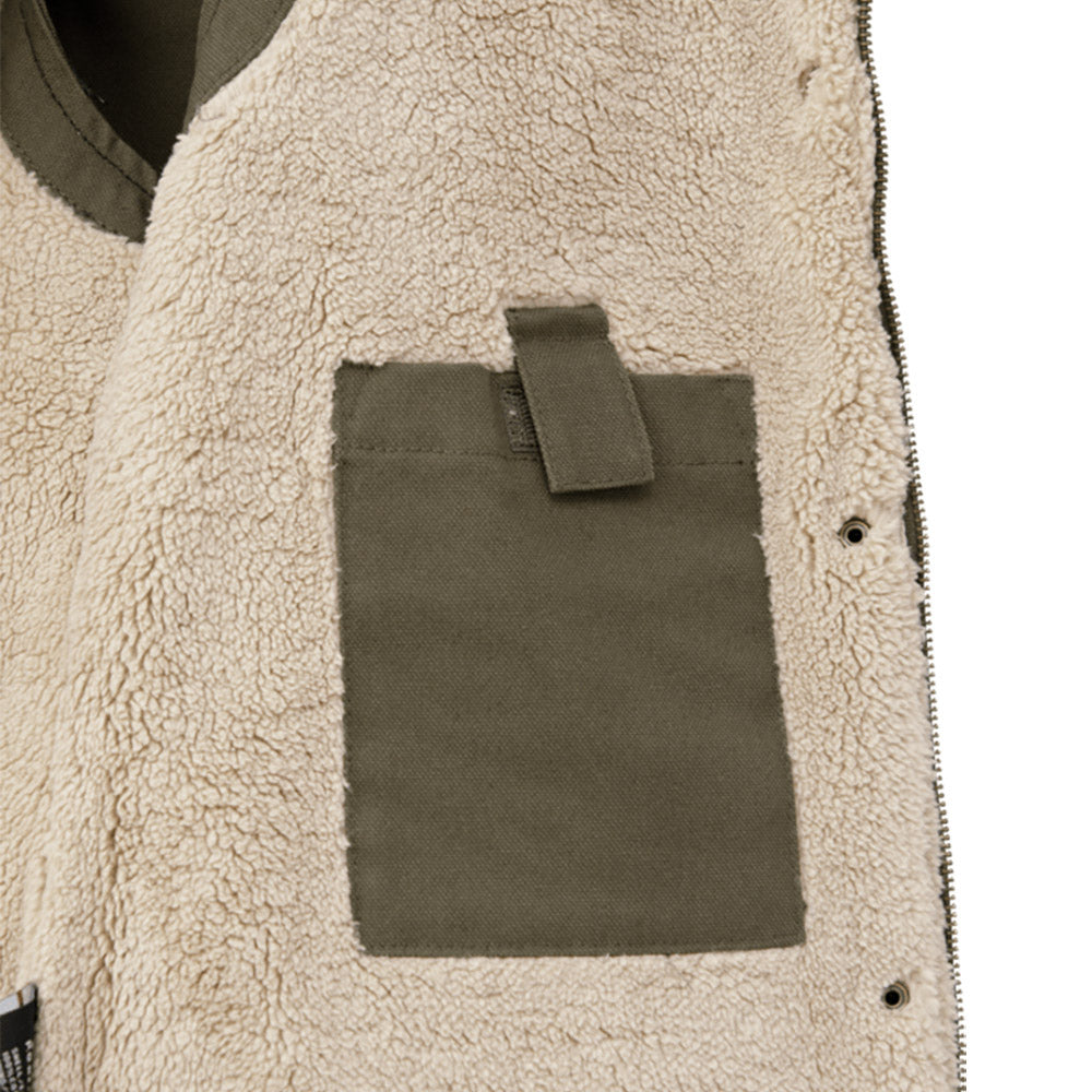 Olive Vest - Tough Duck - Cozy Sherpa Lining