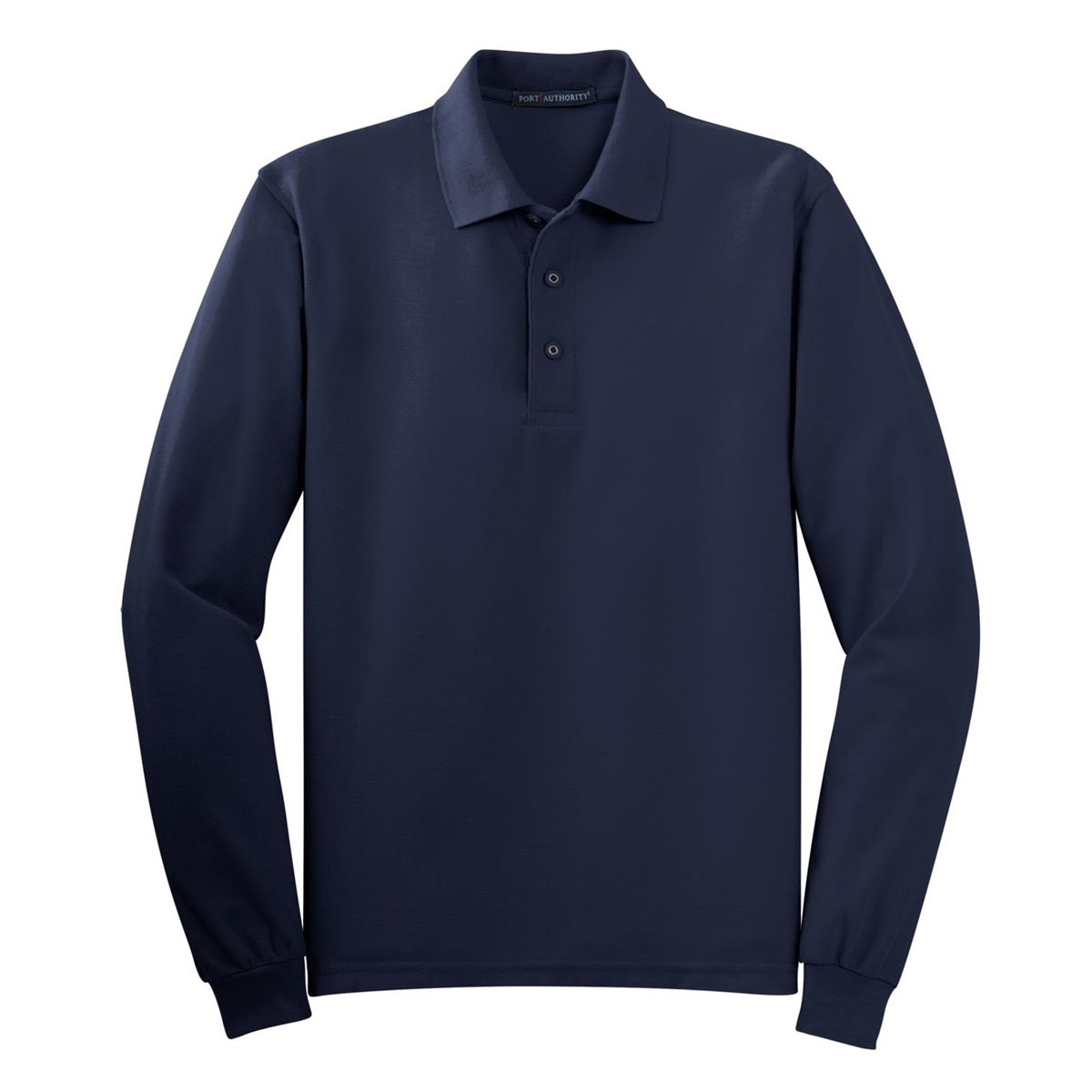 Black Polo Shirt - Port Authority - Long Sleeve Soft