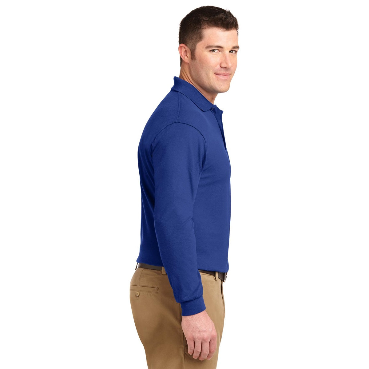 Black Polo Shirt - Port Authority - Long Sleeve Soft