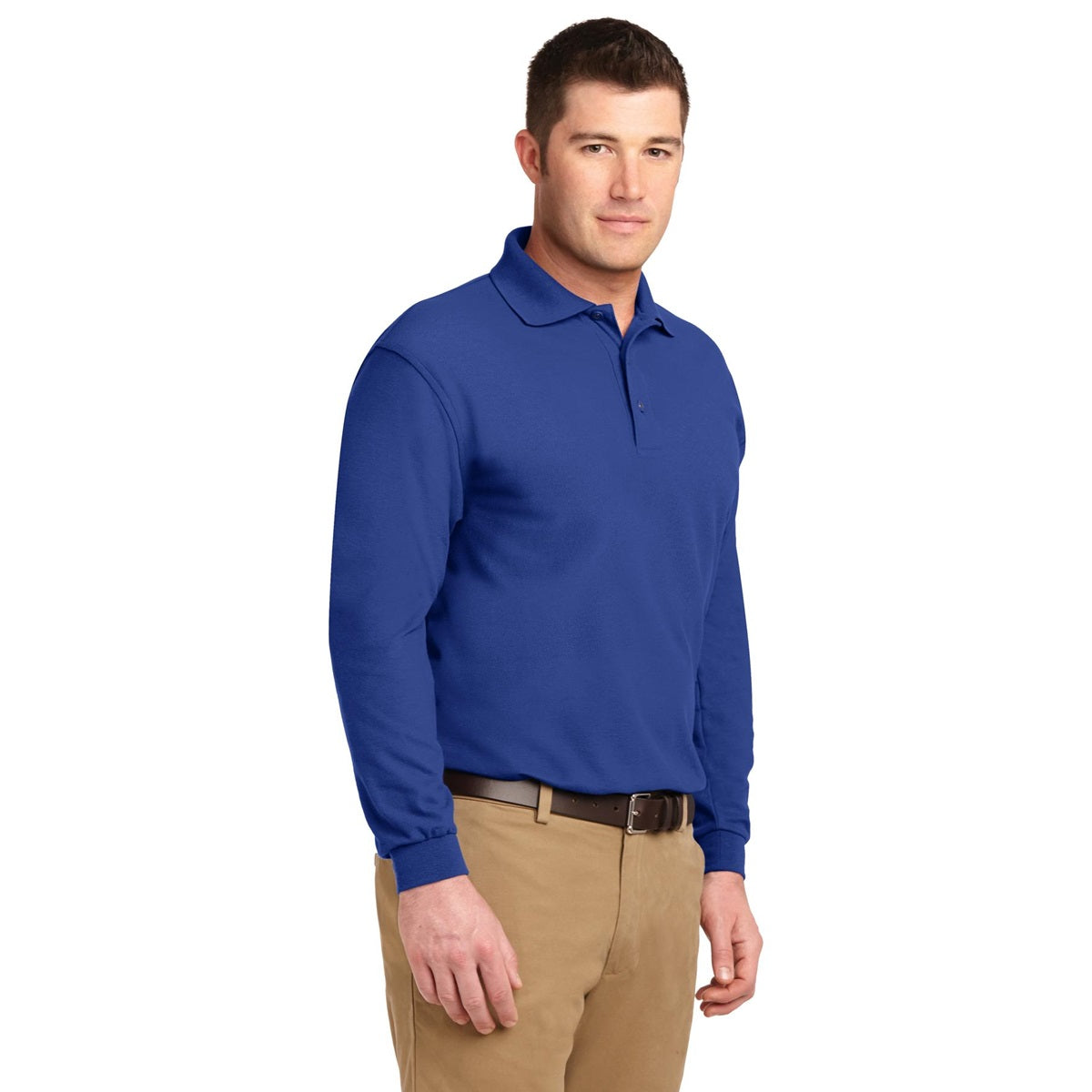 Black Polo Shirt - Port Authority - Long Sleeve Soft