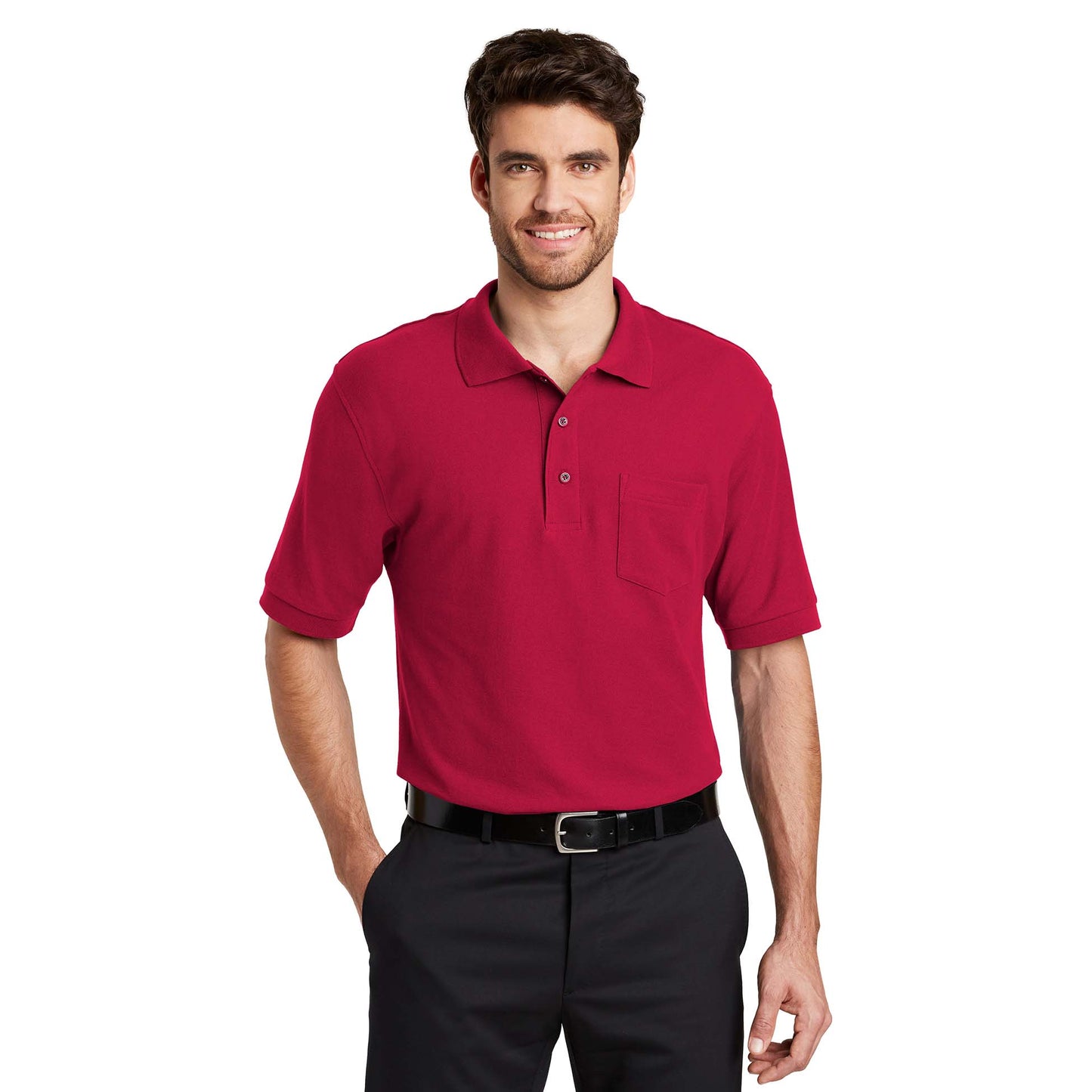 Black Polo Shirt - Port Authority - Stylish Blend - Casual Wear