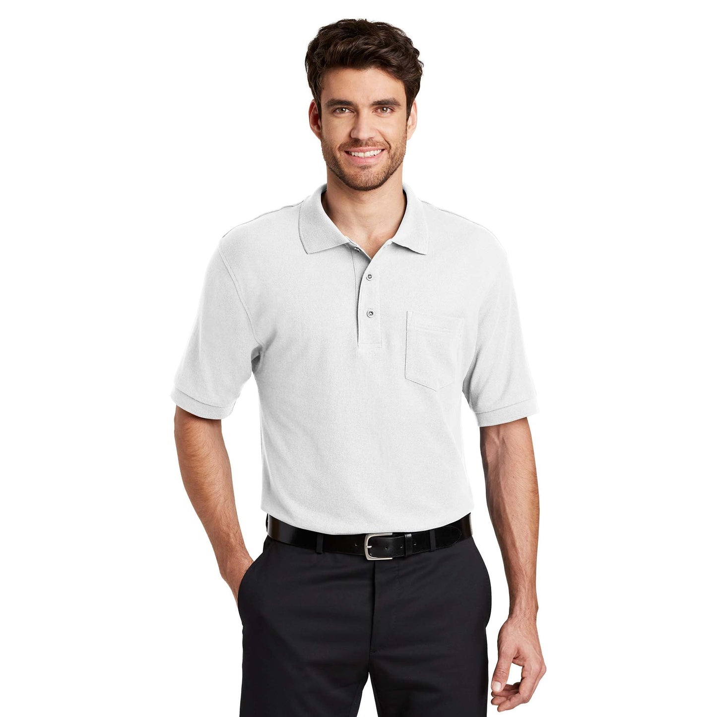 Black Polo Shirt - Port Authority - Stylish Blend - Casual Wear