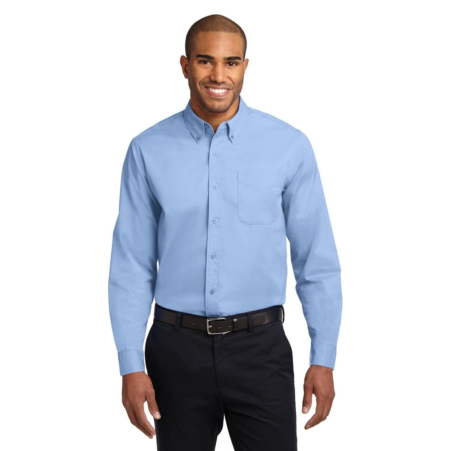 Black/Light Stone Button Up Shirt - Port Authority - Easy Care