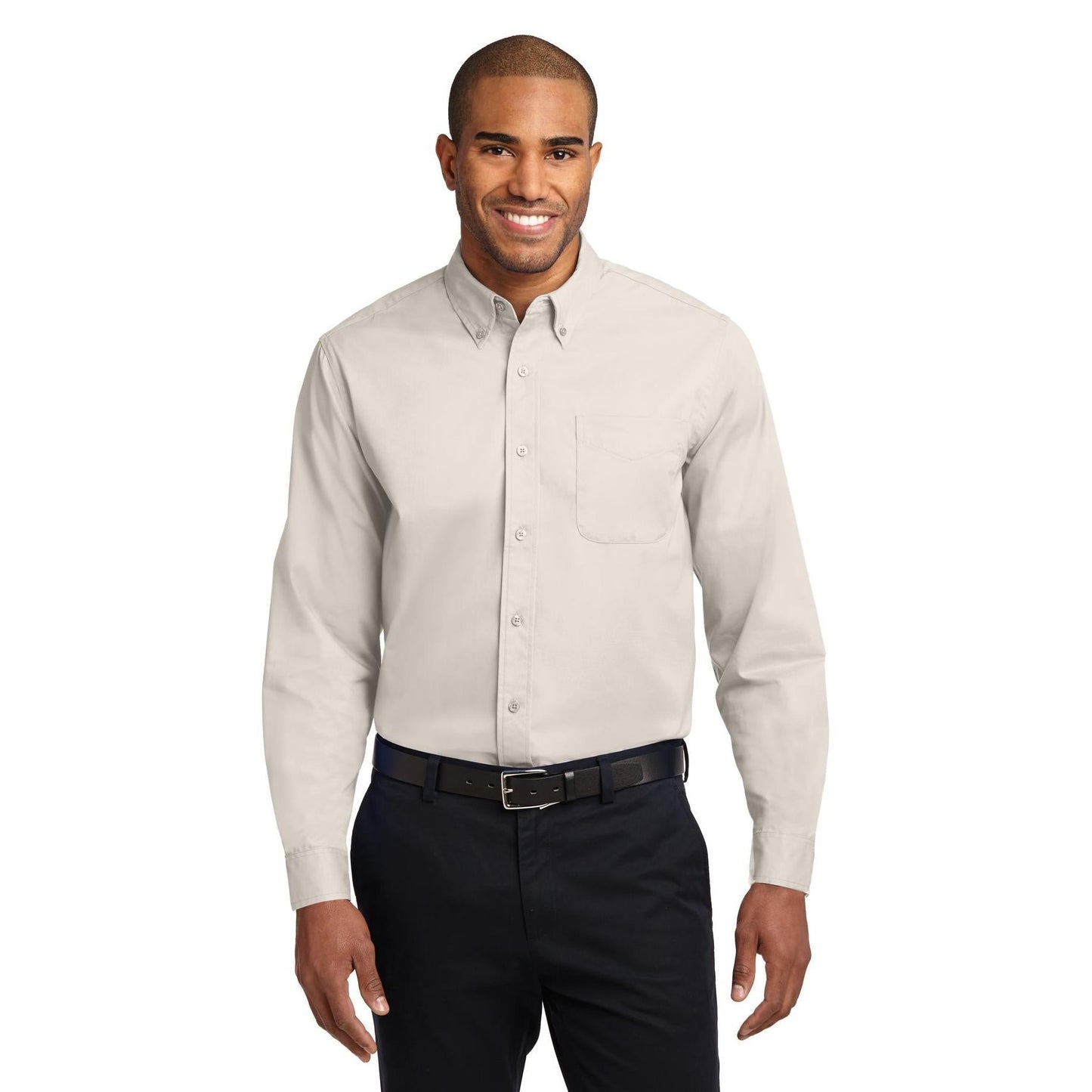Black/Light Stone Button Up Shirt - Port Authority - Easy Care