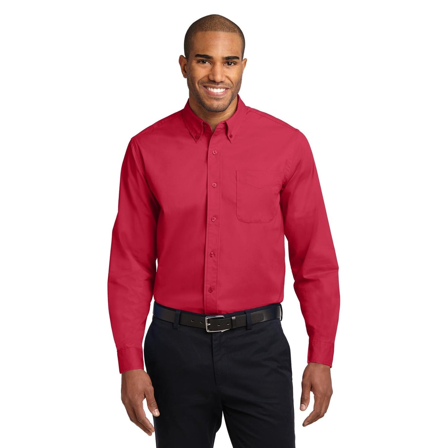Black/Light Stone Button Up Shirt - Port Authority - Easy Care