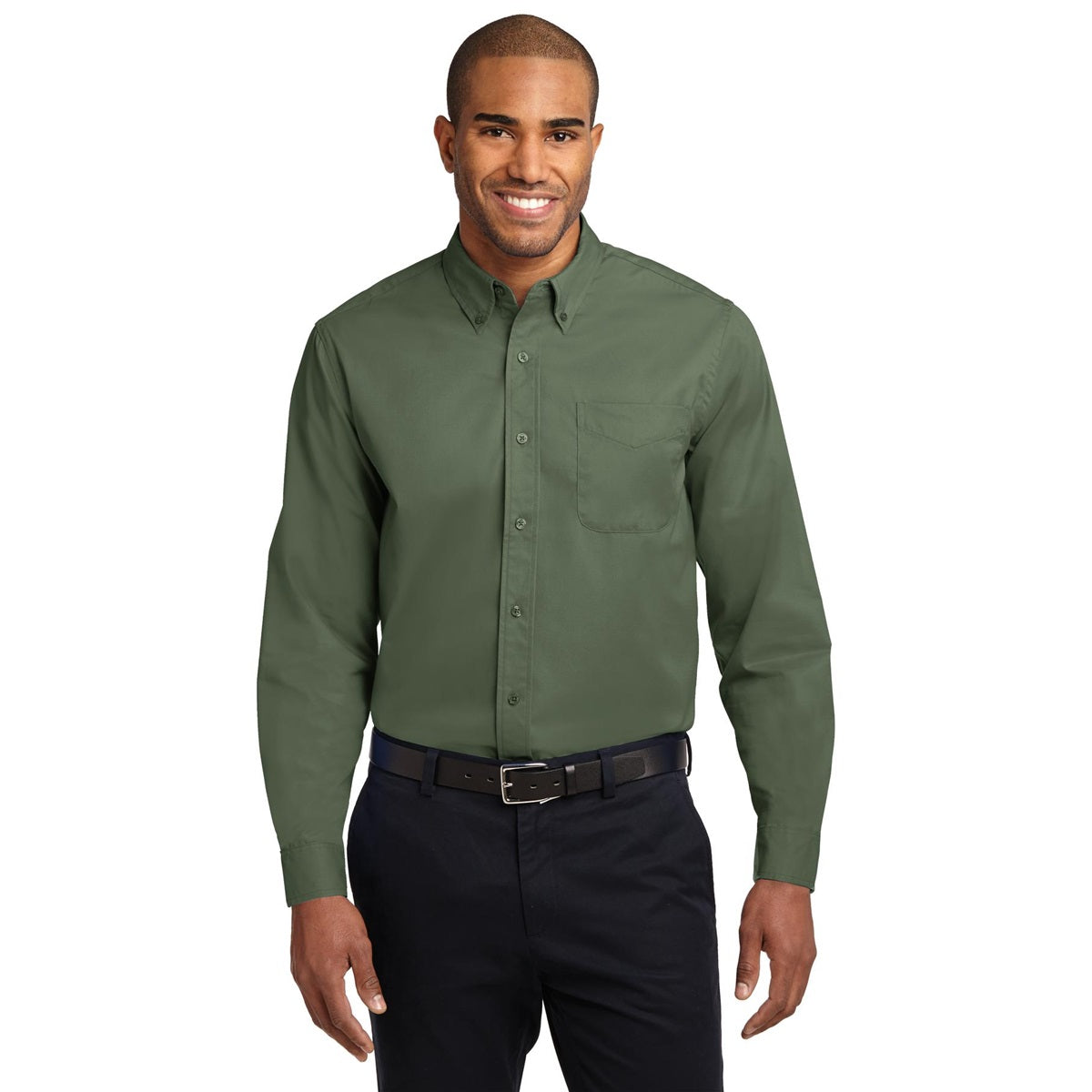 Black/Light Stone Button Up Shirt - Port Authority - Easy Care