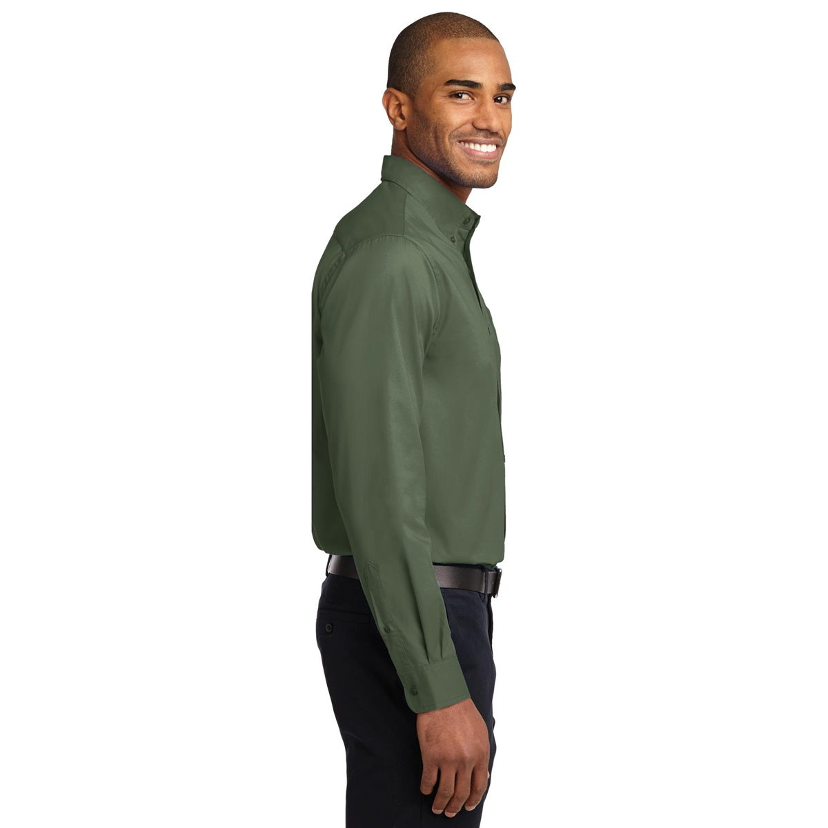 Black/Light Stone Button Up Shirt - Port Authority - Easy Care