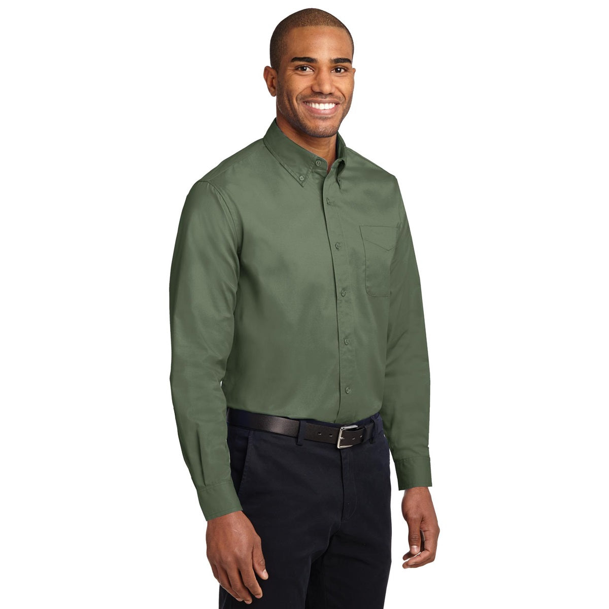 Black/Light Stone Button Up Shirt - Port Authority - Easy Care