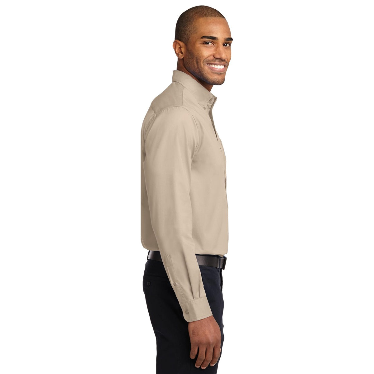 Black/Light Stone Button Up Shirt - Port Authority - Easy Care