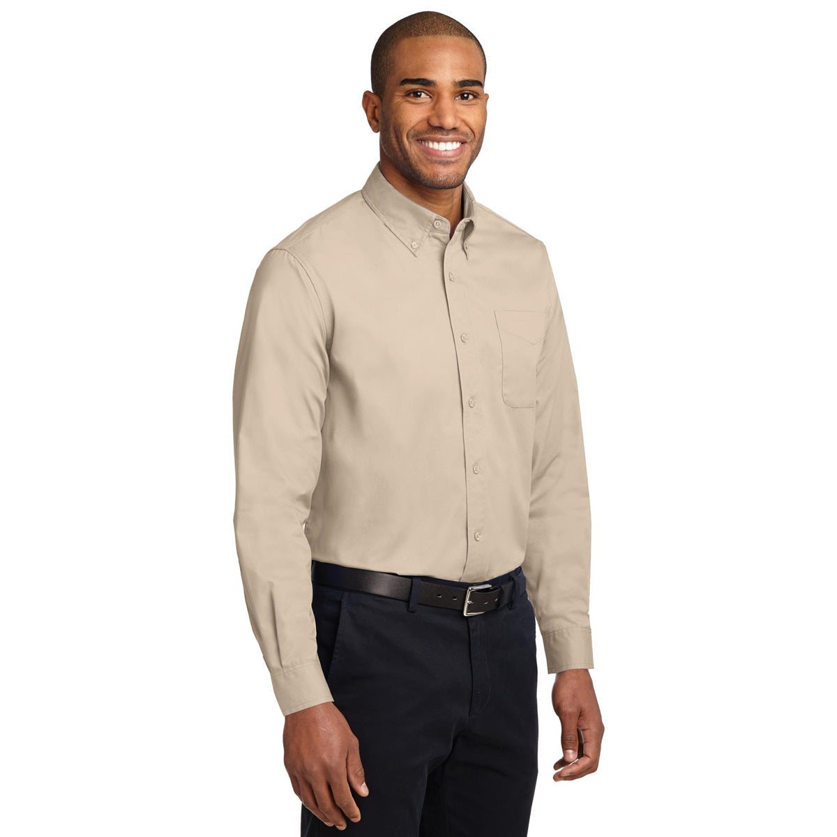 Black/Light Stone Button Up Shirt - Port Authority - Easy Care