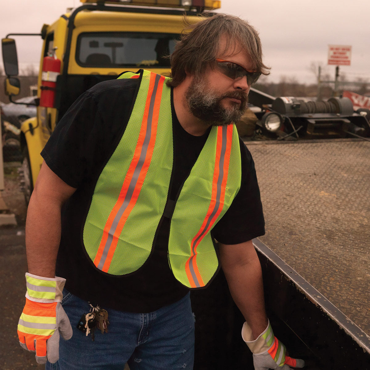 Yellow/Lime Safety Vest - MCR Safety - Breathable Mesh