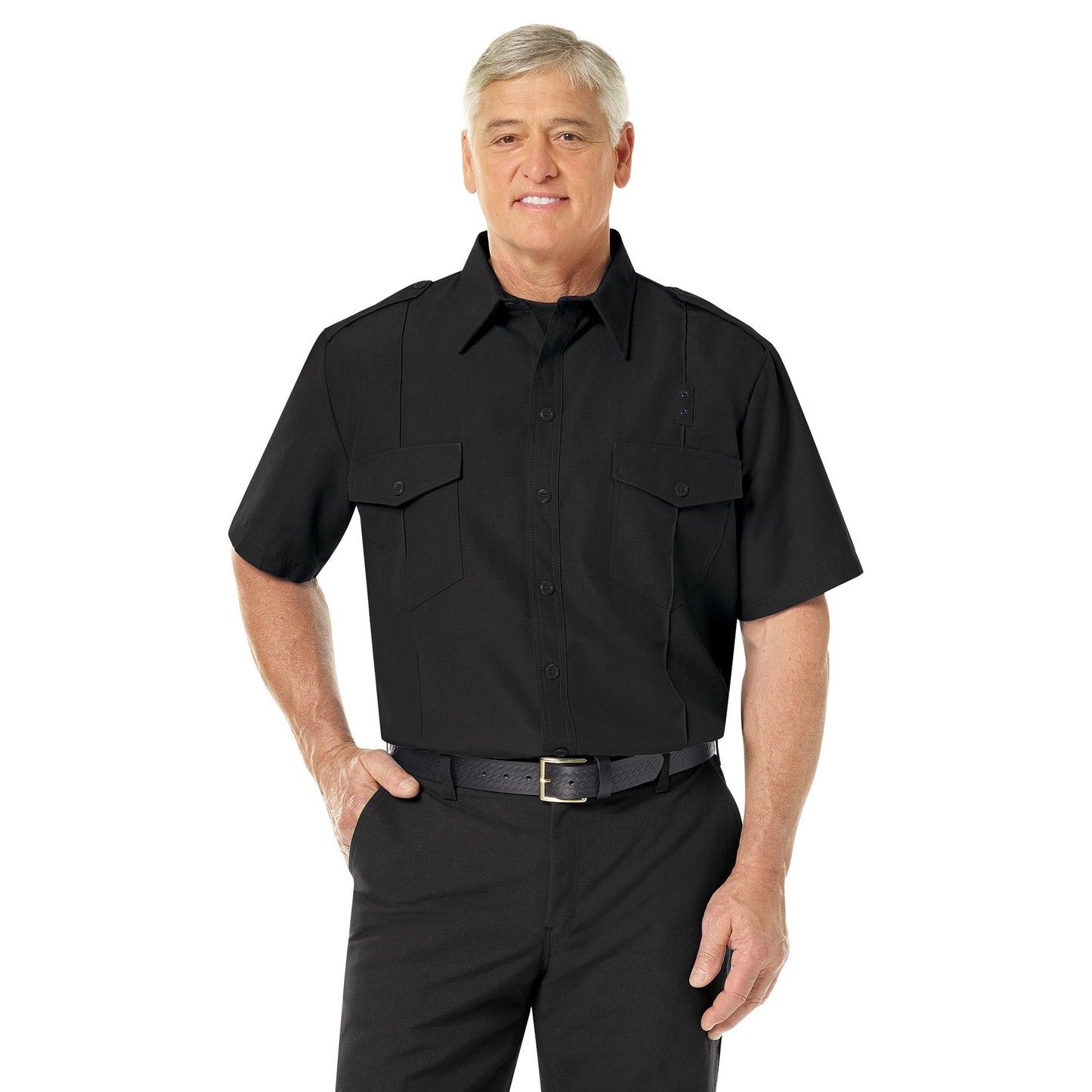 Black Button Up Shirt - Workrite - Durable Fabric
