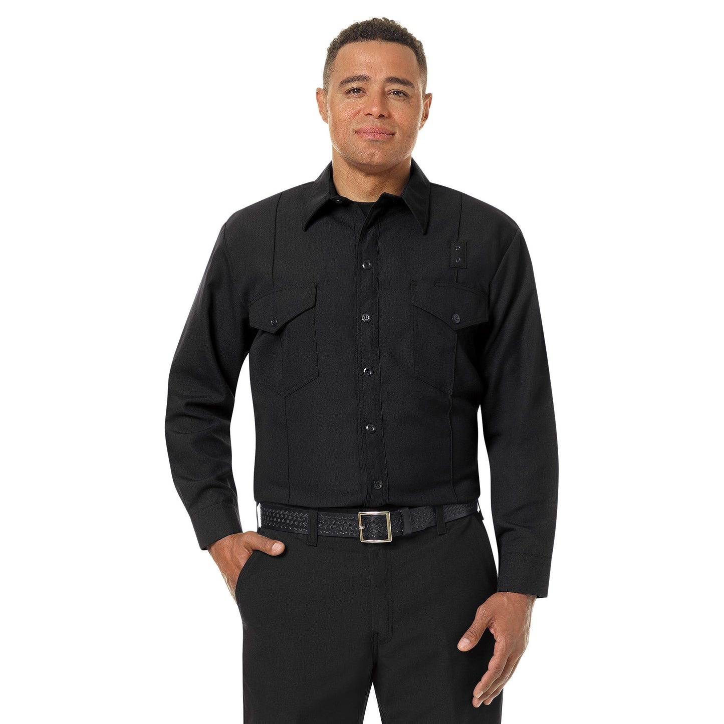 Black Button Up Shirts - Workrite - Long Sleeve Firefighter
