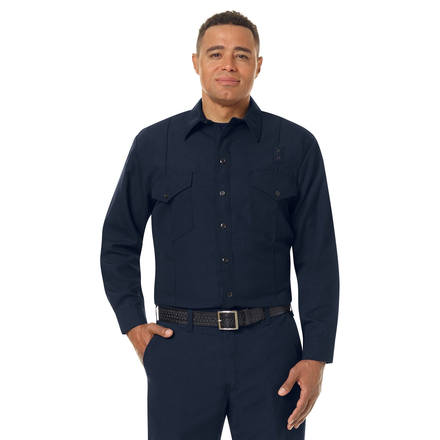 Black Button Up Shirts - Workrite - Long Sleeve Firefighter