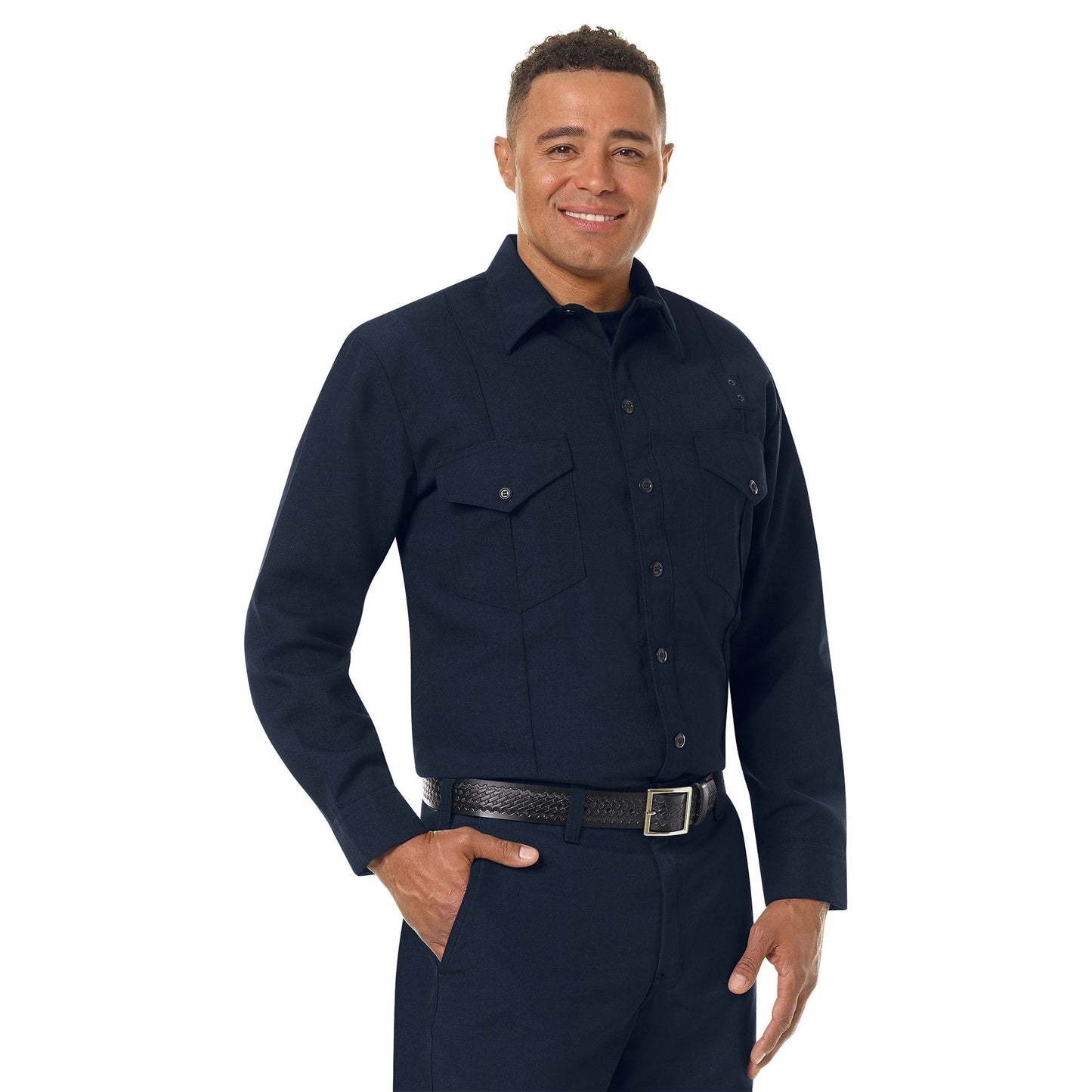 Black Button Up Shirts - Workrite - Long Sleeve Firefighter
