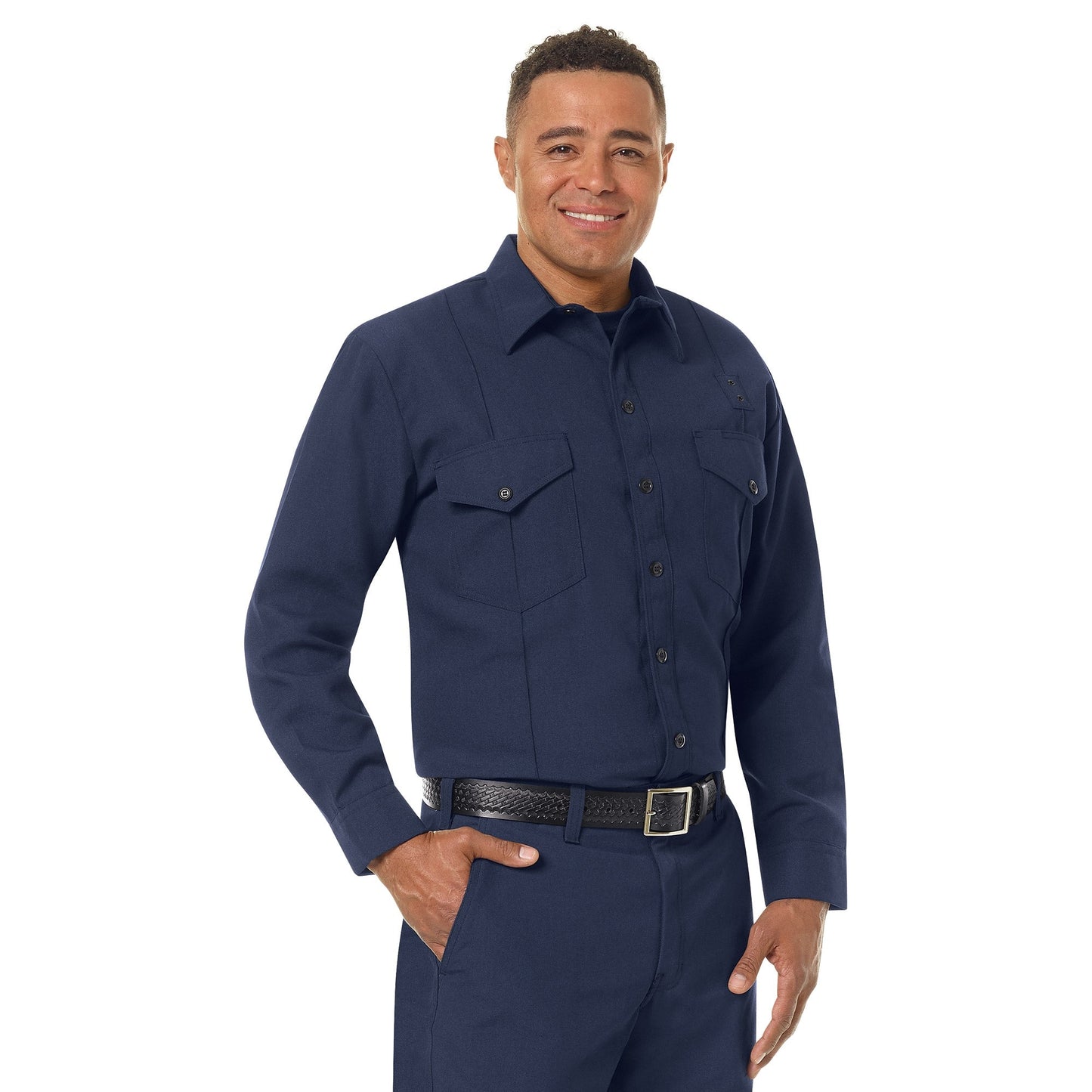 Black Button Up Shirts - Workrite - Long Sleeve Firefighter