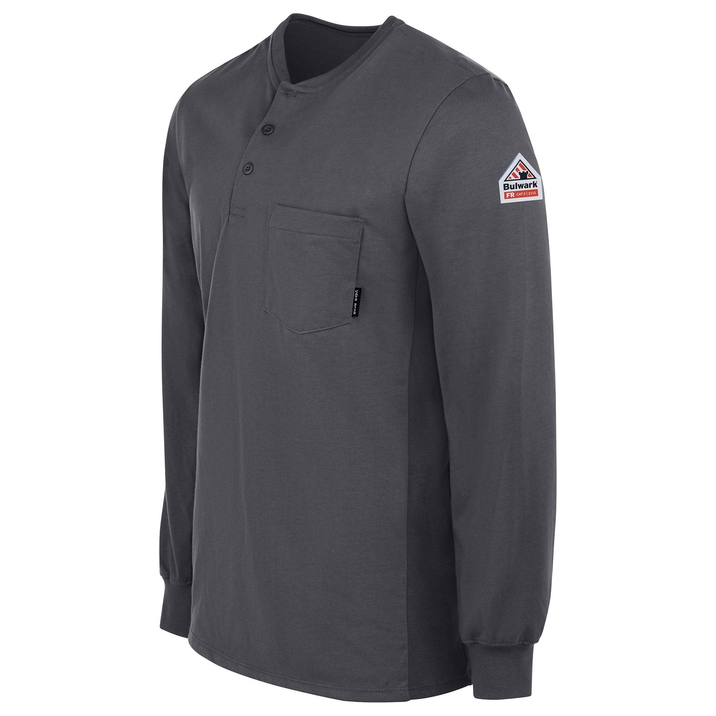 Charcoal Henley Shirt - Bulwark FR - Lightweight Cotton