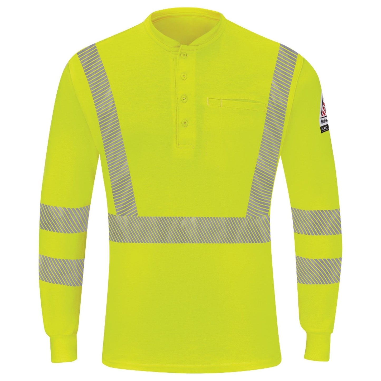 Yellow Lime Henley Shirt - Bulwark FR - High Visibility
