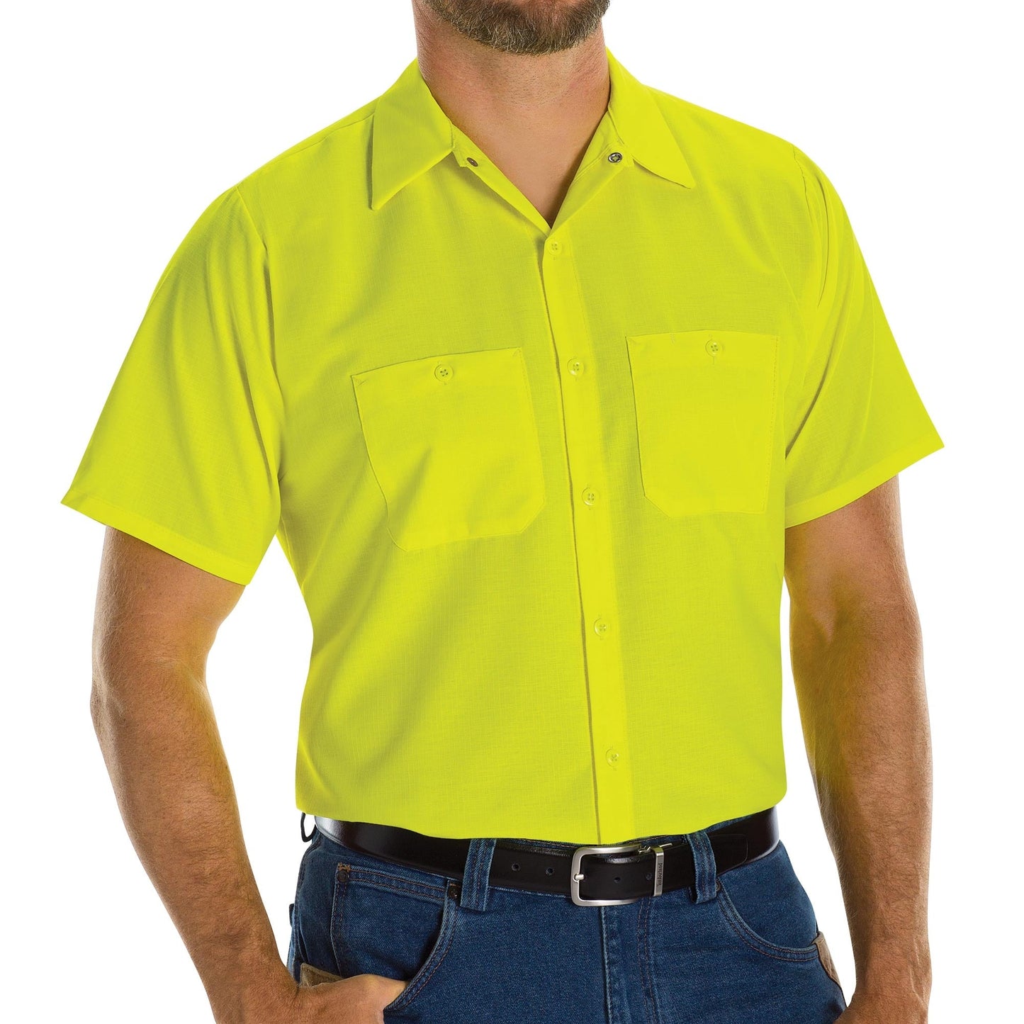 Short Sleeve Button Up Shirt - Red Kap - Enhanced Visibility